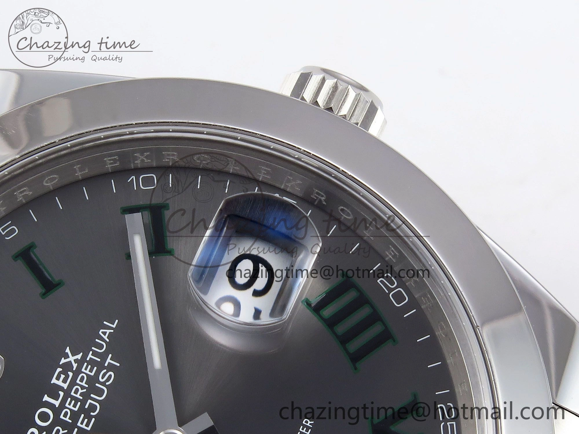 DateJust 41 126330 C+F 1:1 Best Edition 904L Steel Gray Dial Green Roman on SS Oyster Bracelet VR3235
