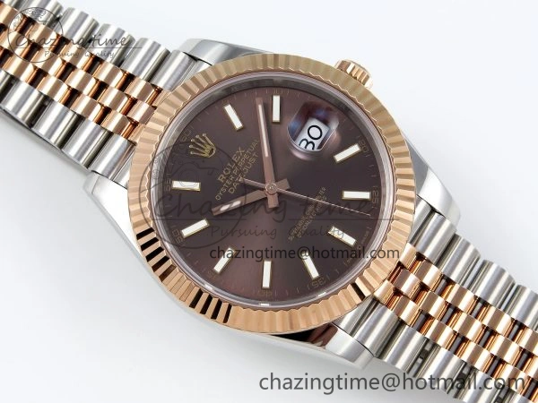 DateJust 41 126331 904L SS RG VSF 1:1 Best Edition Brown Dial on Jubilee Bracelet VS3235