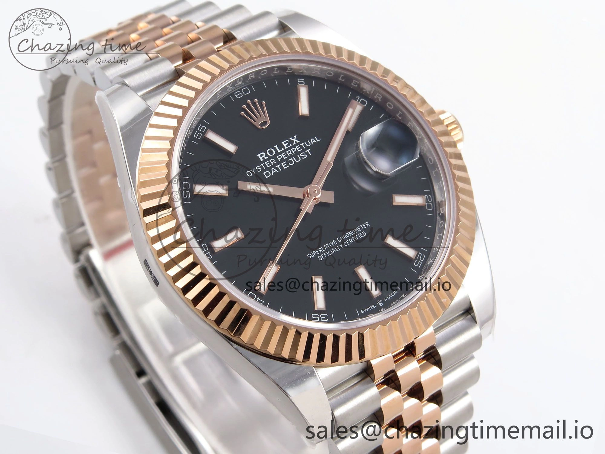 DateJust 41 126331 ARF 1:1 Best Edition 904L Steel Black Dial on SS RG Jubilee Bracelet SH3235（Gain Weight）