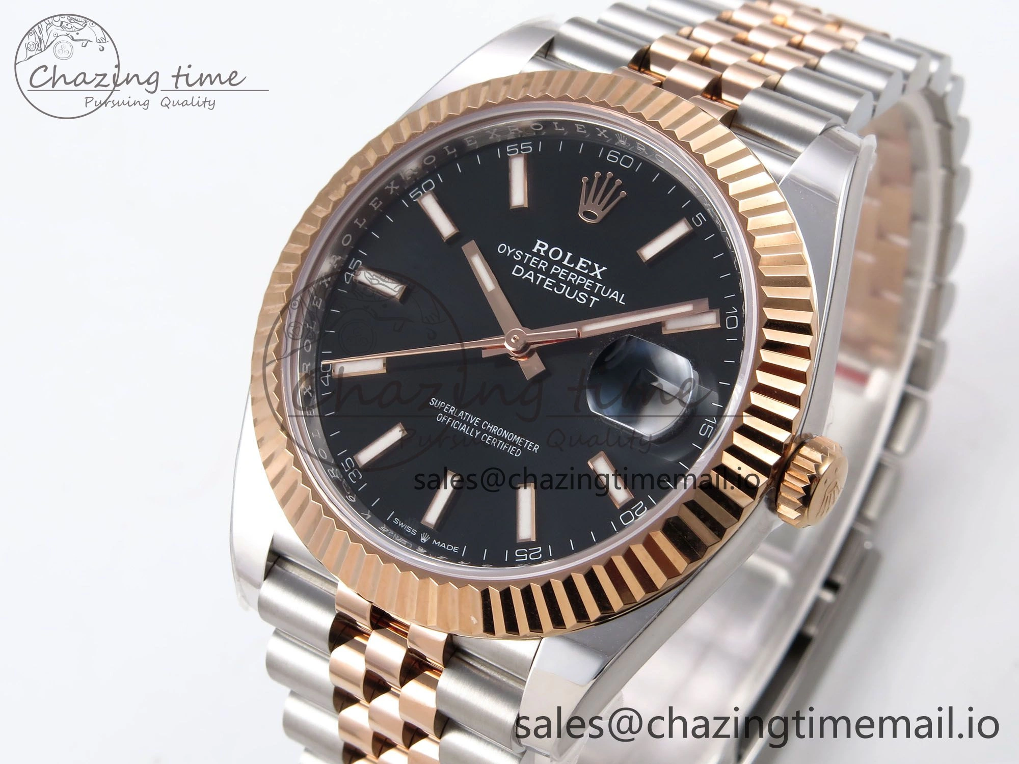 DateJust 41 126331 ARF 1:1 Best Edition 904L Steel Black Dial on SS RG Jubilee Bracelet SH3235（Gain Weight）