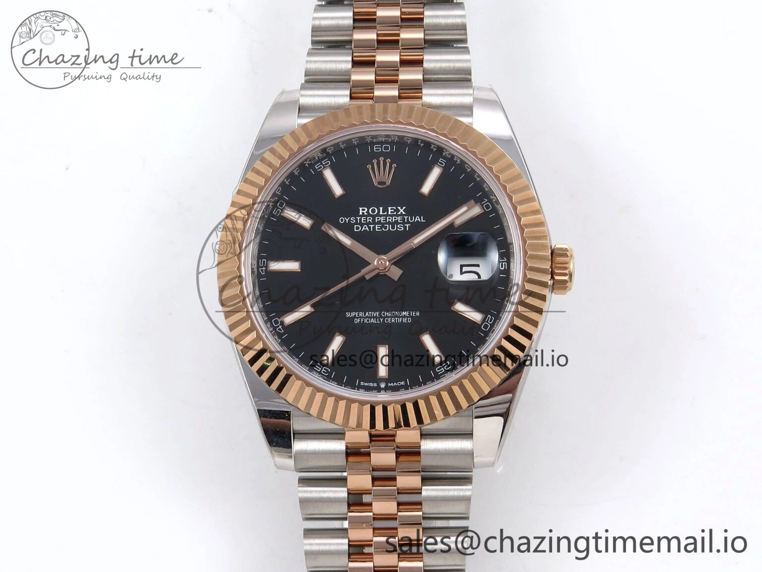 DateJust 41 126331 ARF 1:1 Best Edition 904L Steel Black Dial on SS RG Jubilee Bracelet SH3235（Gain Weight）