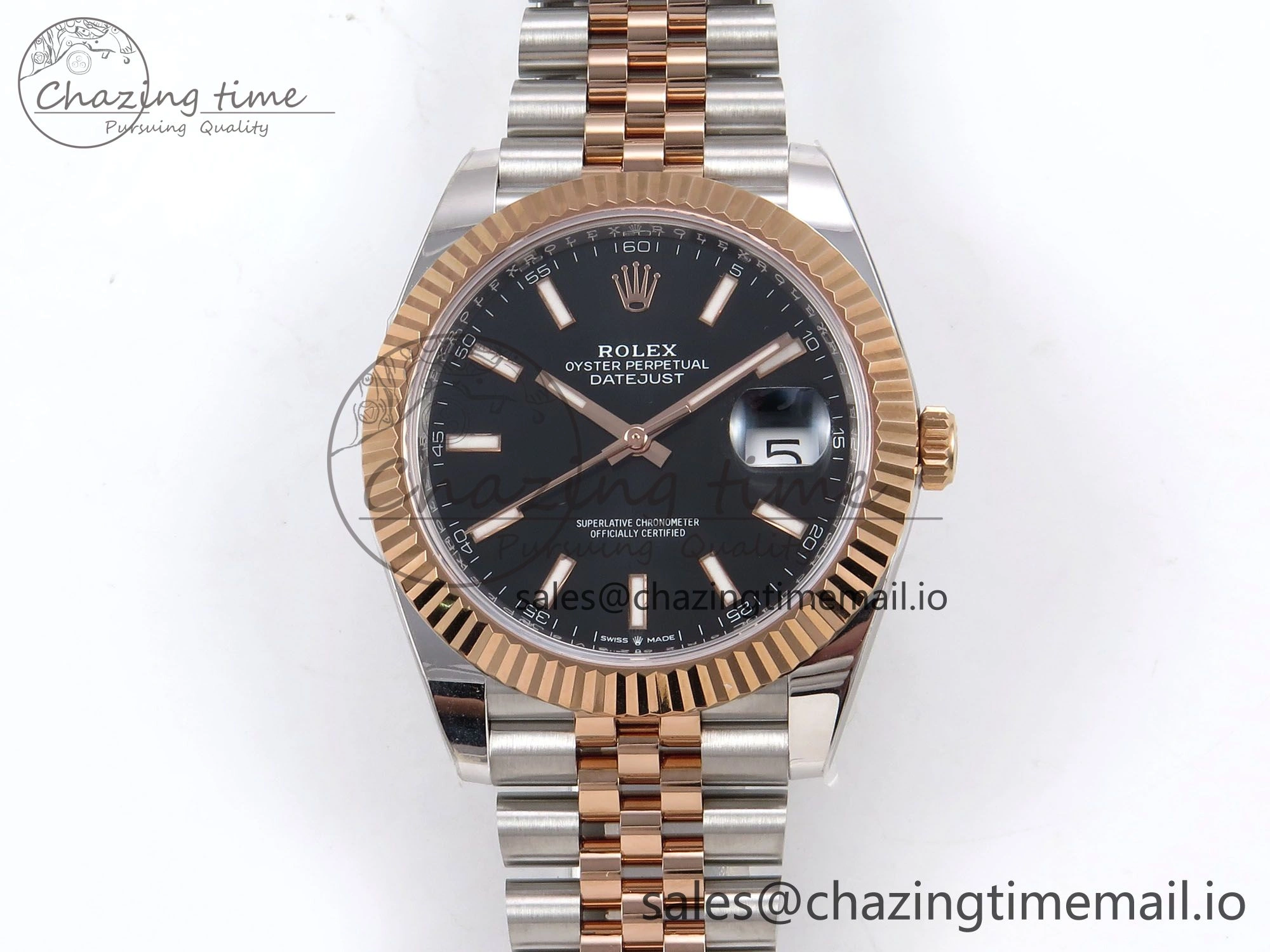 DateJust 41 126331 ARF 1:1 Best Edition 904L Steel Black Dial on SS RG Jubilee Bracelet SH3235（Gain Weight）
