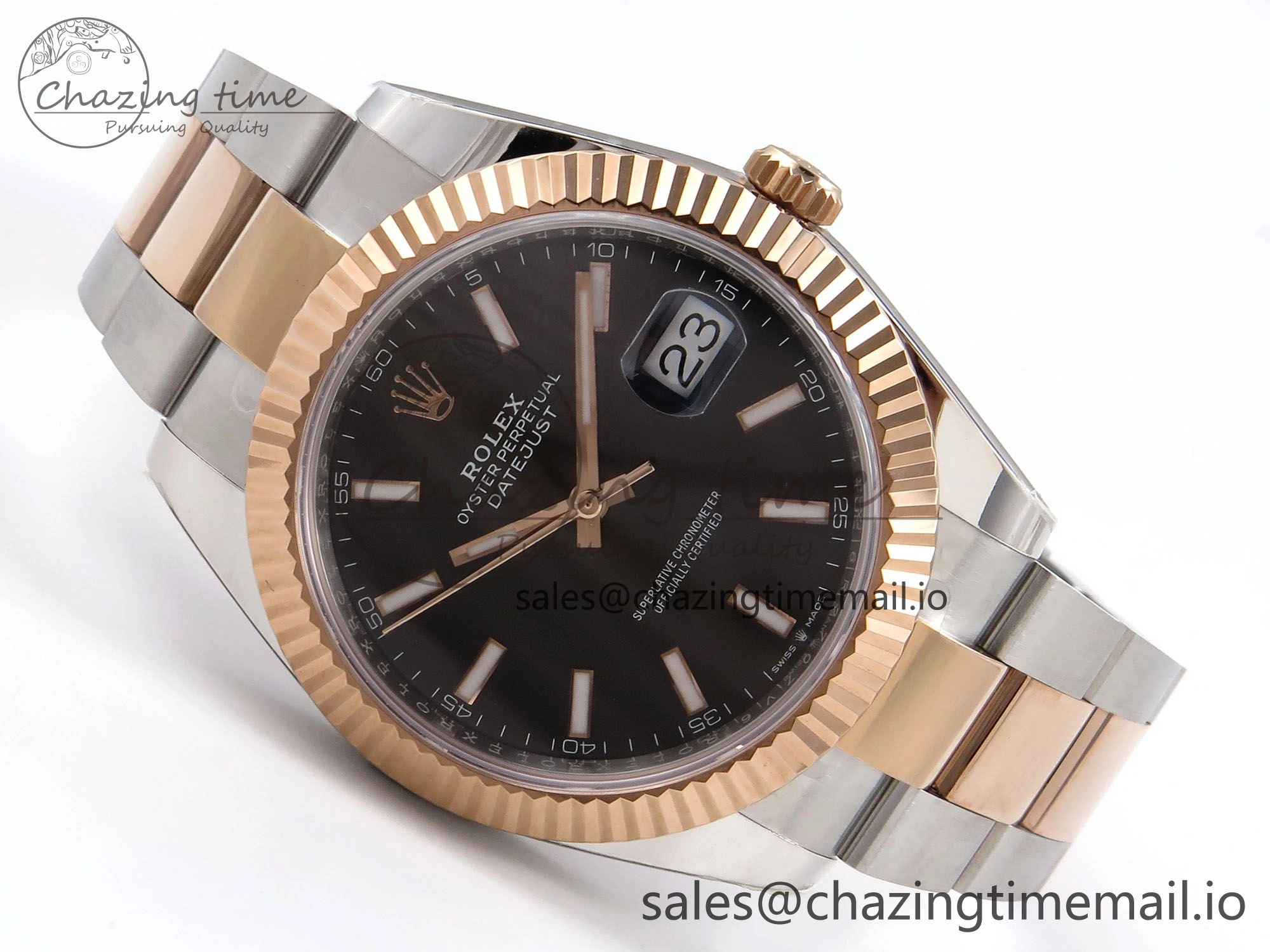 DateJust 41 126331 ARF 1:1 Best Edition 904L Steel Black Dial on SS RG Oyster Bracelet SH3235（Gain Weight）