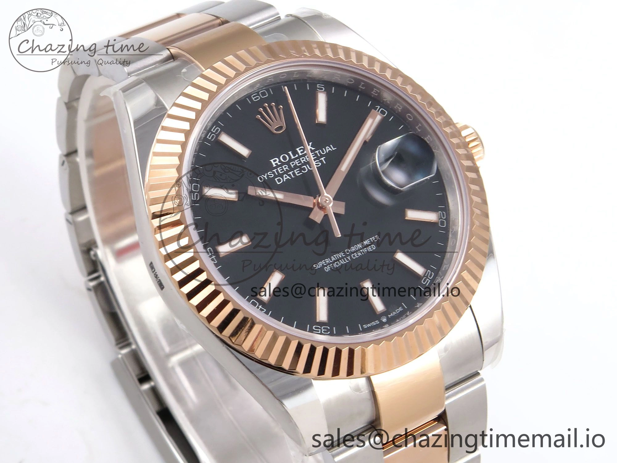 DateJust 41 126331 ARF 1:1 Best Edition 904L Steel Black Dial on SS RG Oyster Bracelet SH3235（Gain Weight）