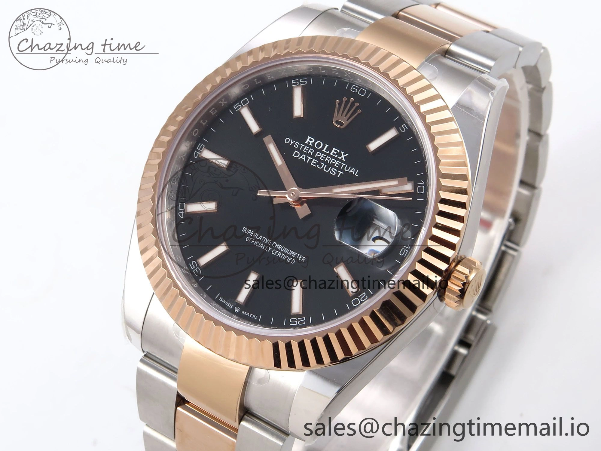 DateJust 41 126331 ARF 1:1 Best Edition 904L Steel Black Dial on SS RG Oyster Bracelet SH3235（Gain Weight）