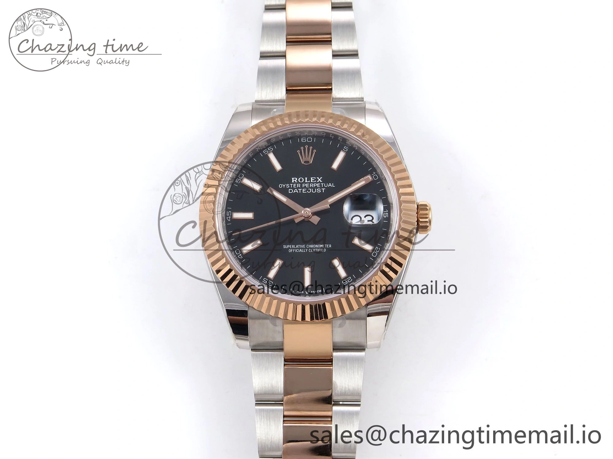 DateJust 41 126331 ARF 1:1 Best Edition 904L Steel Black Dial on SS RG Oyster Bracelet SH3235（Gain Weight）