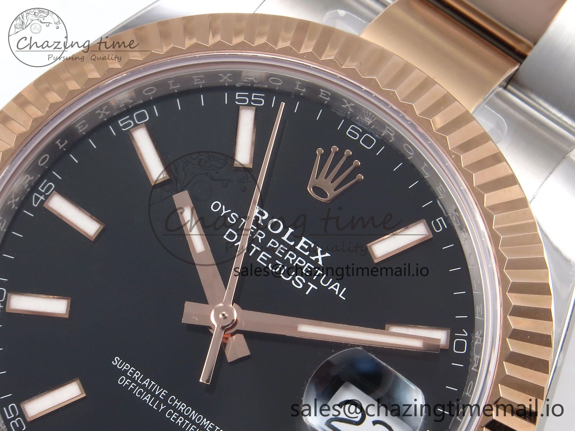 DateJust 41 126331 ARF 1:1 Best Edition 904L Steel Black Dial on SS RG Oyster Bracelet SH3235（Gain Weight）