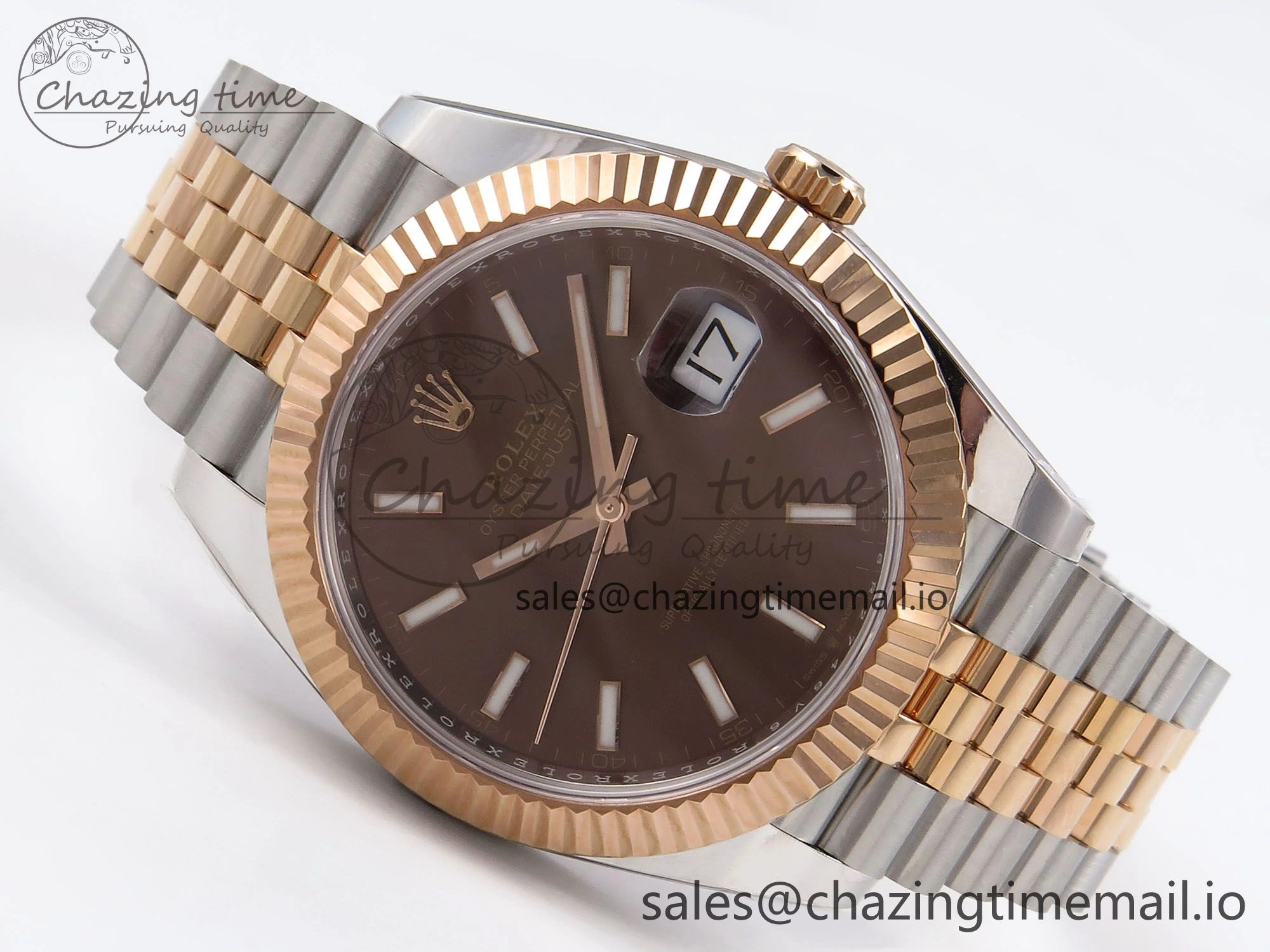 DateJust 41 126331 ARF 1:1 Best Edition 904L Steel Brown Dial on SS RG Jubilee Bracelet SH3235（Gain Weight）