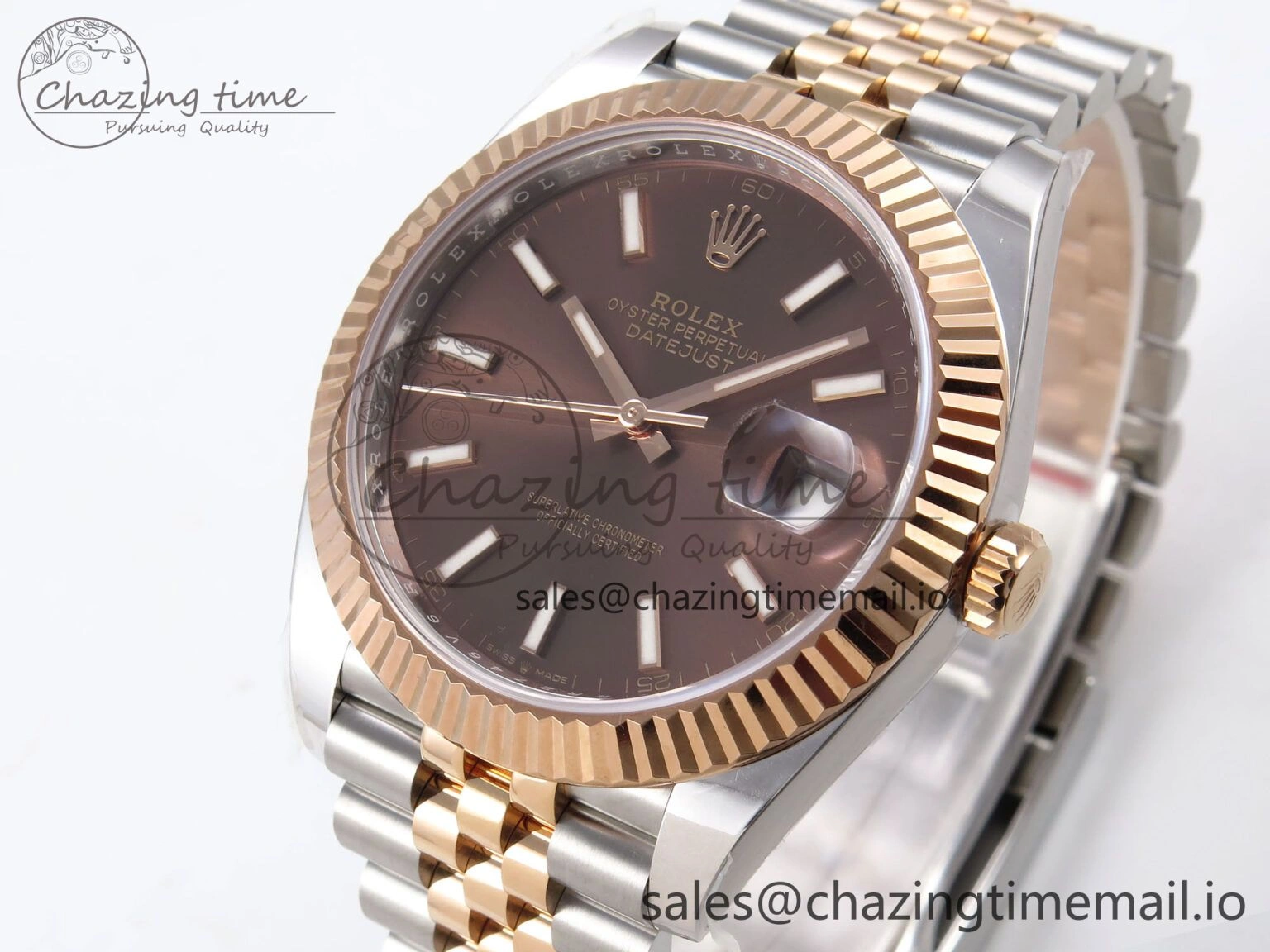 DateJust 41 126331 ARF 1:1 Best Edition 904L Steel Brown Dial on SS RG Jubilee Bracelet SH3235（Gain Weight）