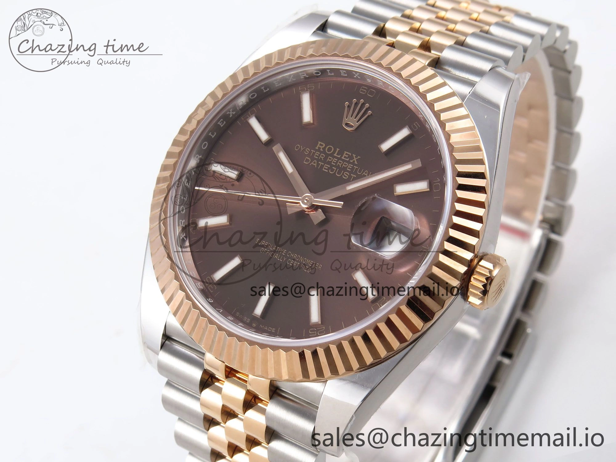 DateJust 41 126331 ARF 1:1 Best Edition 904L Steel Brown Dial on SS RG Jubilee Bracelet SH3235（Gain Weight）
