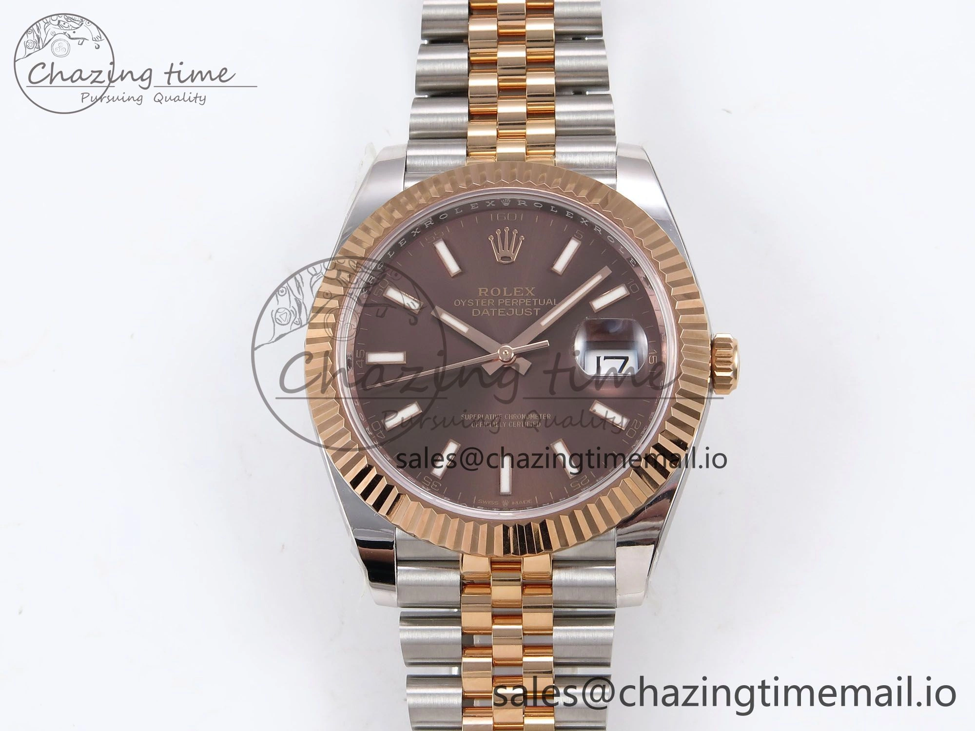 DateJust 41 126331 ARF 1:1 Best Edition 904L Steel Brown Dial on SS RG Jubilee Bracelet SH3235（Gain Weight）