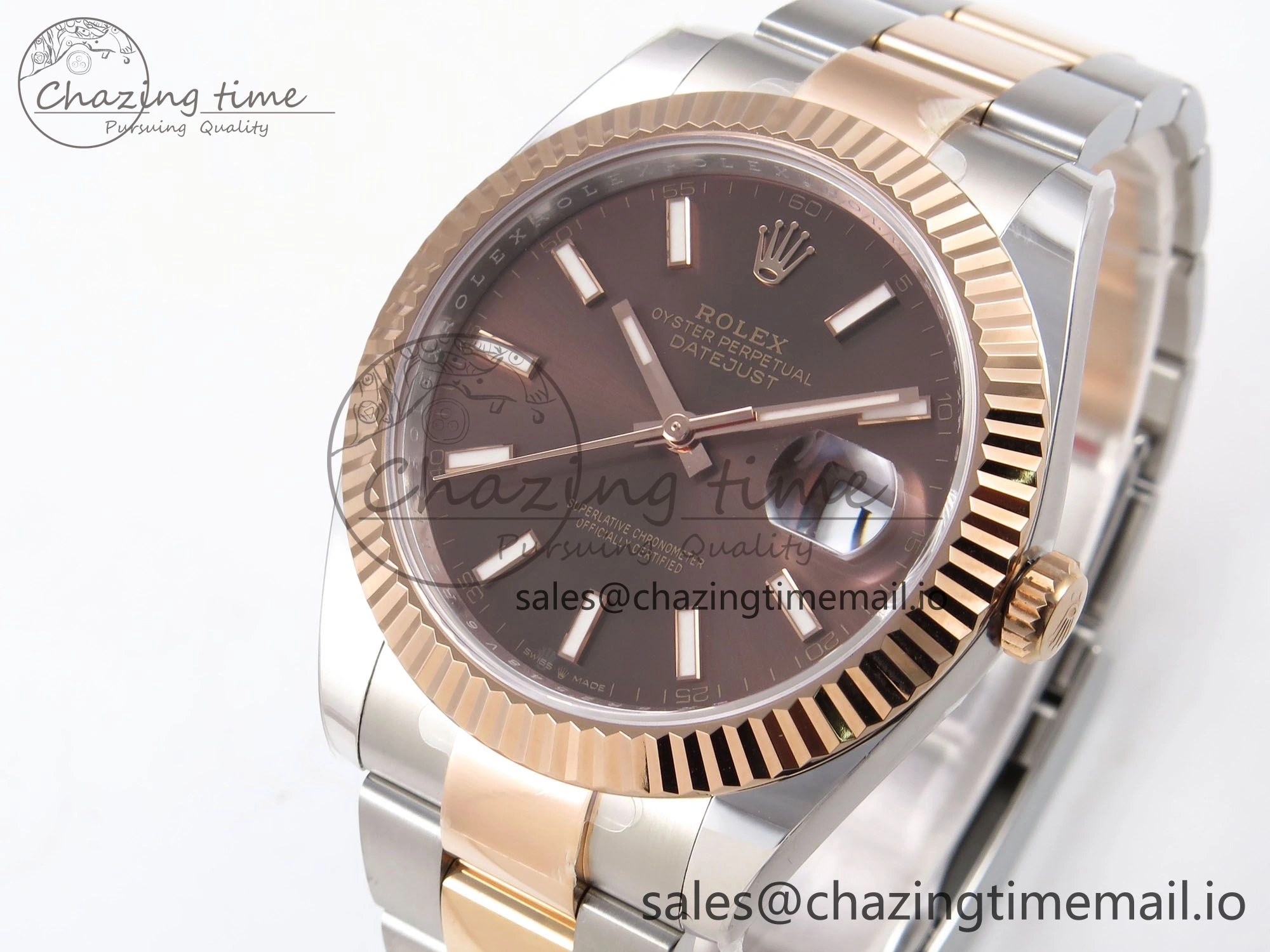DateJust 41 126331 ARF 1:1 Best Edition 904L Steel Brown Dial on SS RG Oyster Bracelet SH3235（Gain Weight）