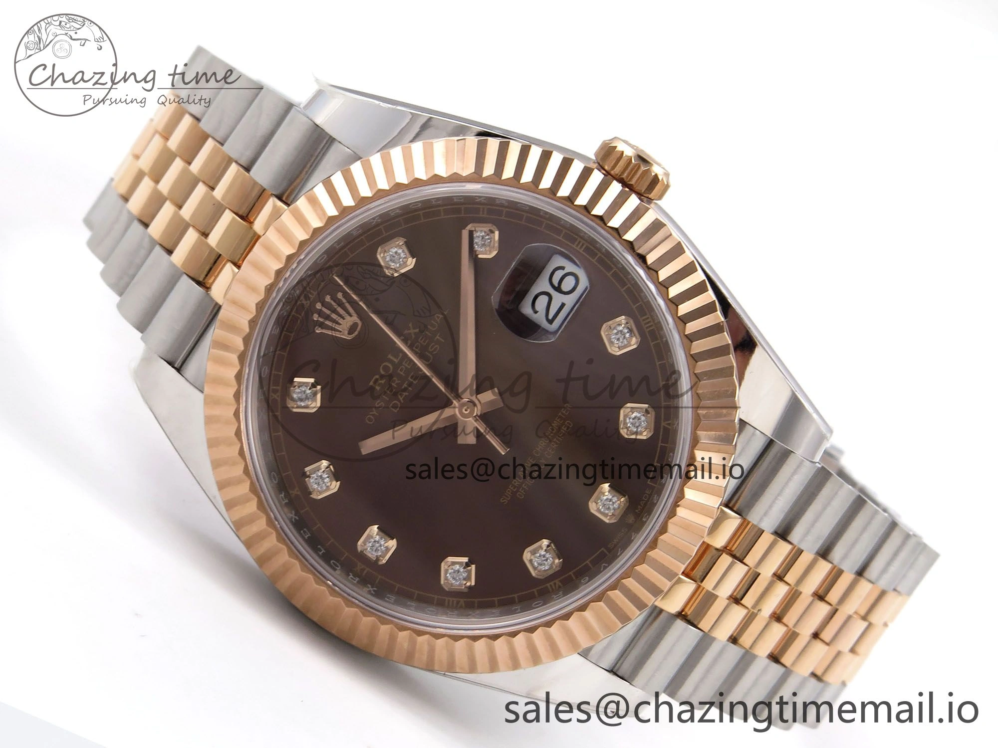 DateJust 41 126331 ARF 1:1 Best Edition 904L Steel Brown Diamonds Dial on SS RG Jubilee Bracelet SH3235（Gain Weight）