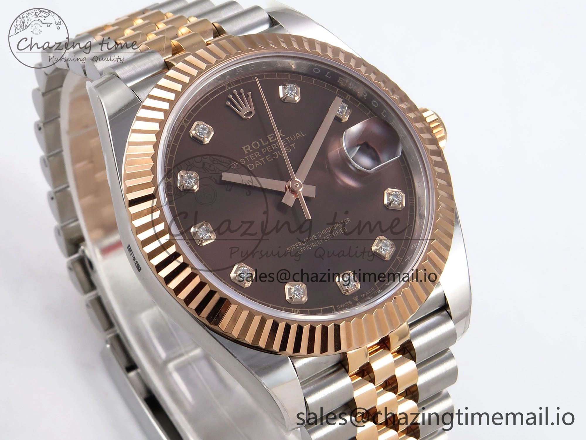 DateJust 41 126331 ARF 1:1 Best Edition 904L Steel Brown Diamonds Dial on SS RG Jubilee Bracelet SH3235（Gain Weight）