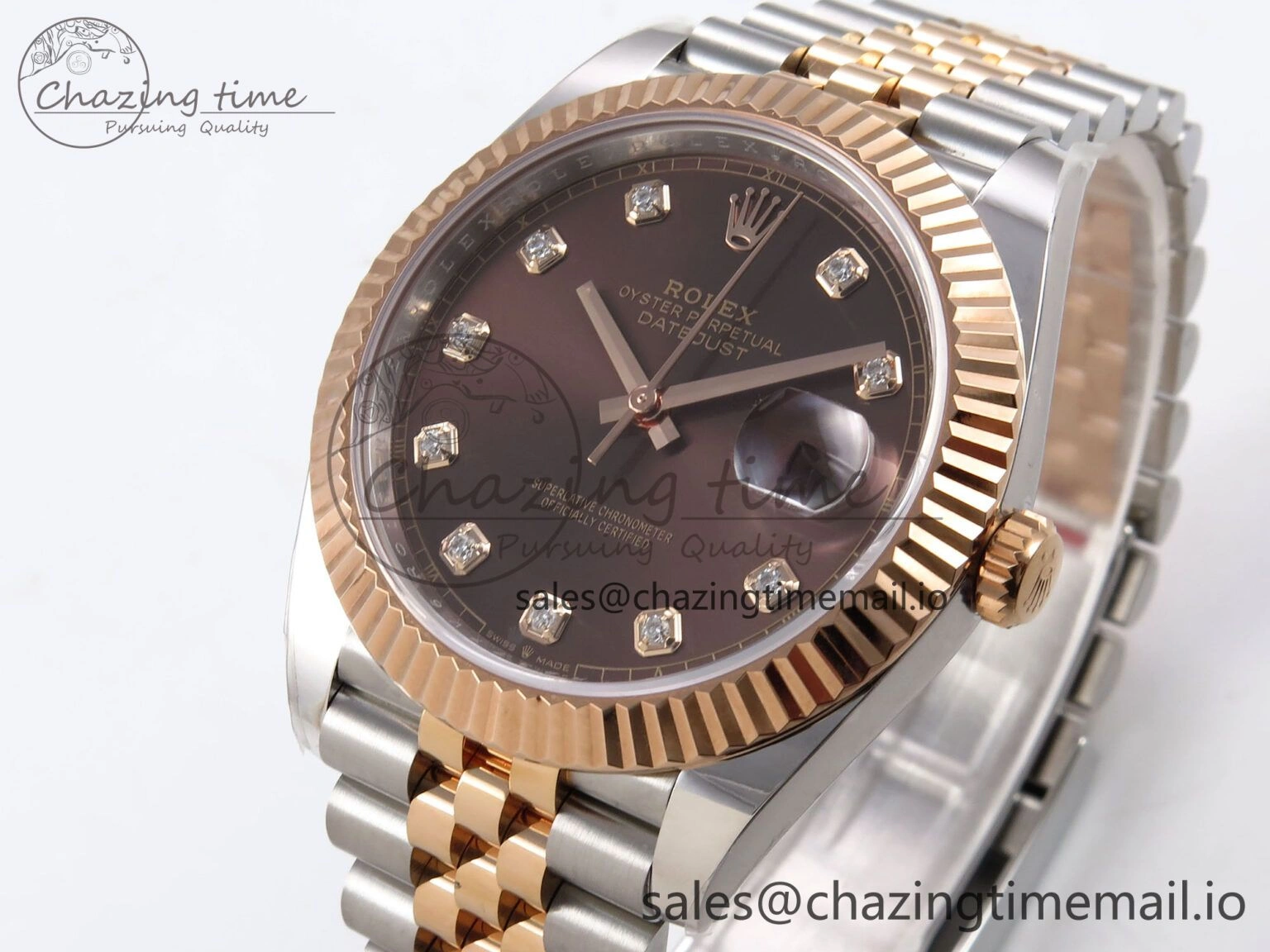 DateJust 41 126331 ARF 1:1 Best Edition 904L Steel Brown Diamonds Dial on SS RG Jubilee Bracelet SH3235（Gain Weight）