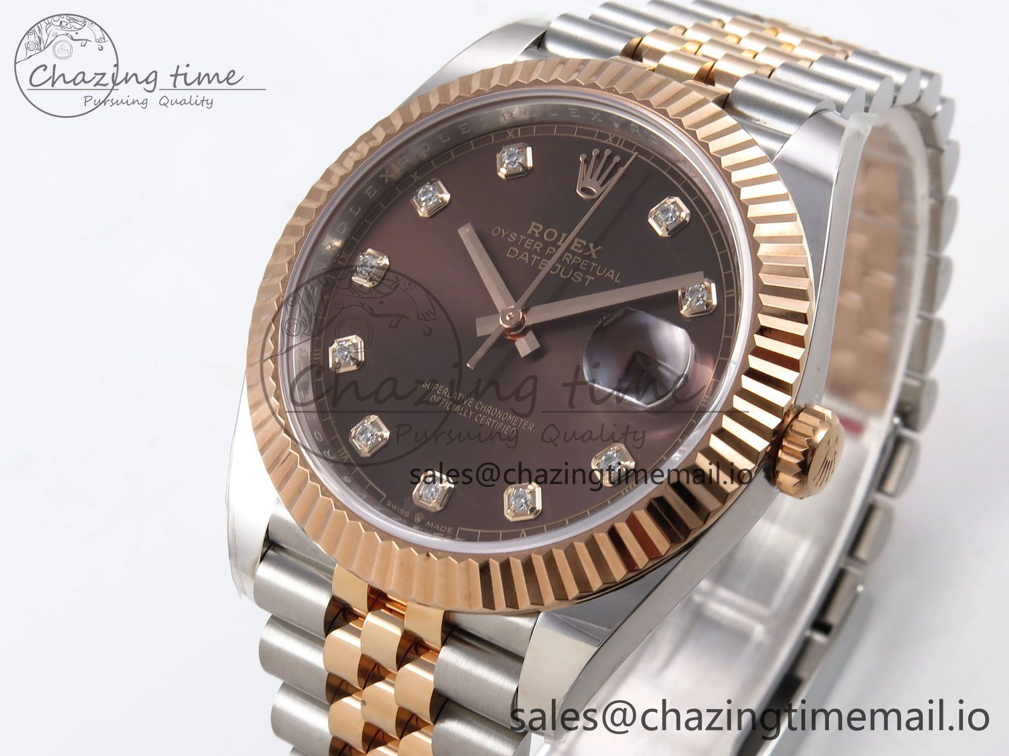 DateJust 41 126331 ARF 1:1 Best Edition 904L Steel Brown Diamonds Dial on SS RG Jubilee Bracelet SH3235（Gain Weight）