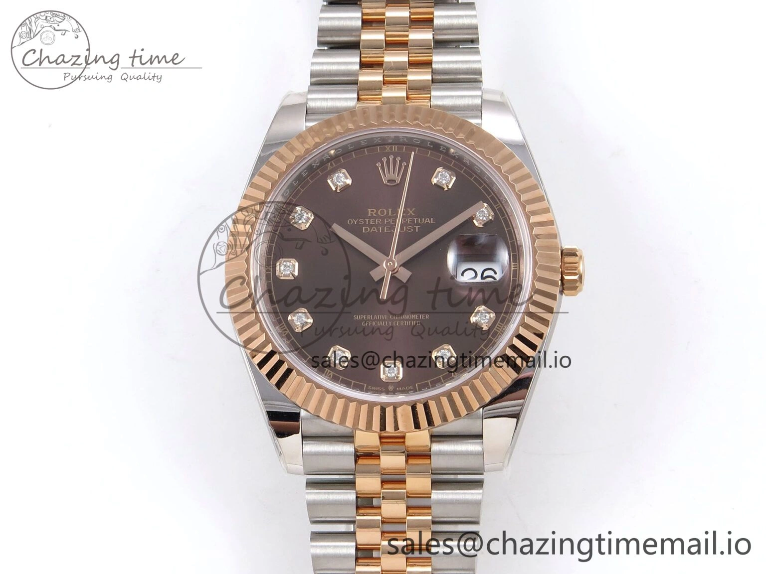 DateJust 41 126331 ARF 1:1 Best Edition 904L Steel Brown Diamonds Dial on SS RG Jubilee Bracelet SH3235（Gain Weight）
