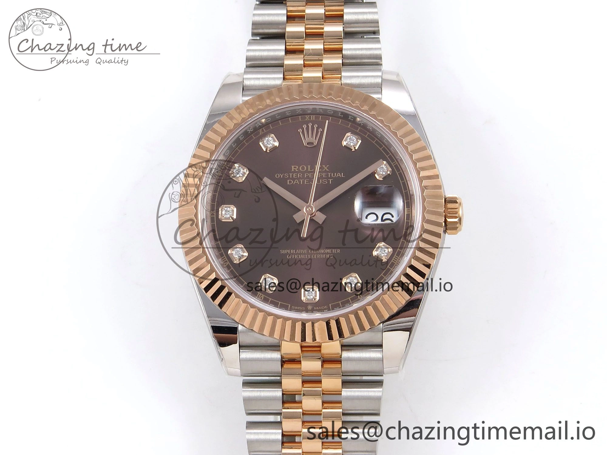 DateJust 41 126331 ARF 1:1 Best Edition 904L Steel Brown Diamonds Dial on SS RG Jubilee Bracelet SH3235（Gain Weight）