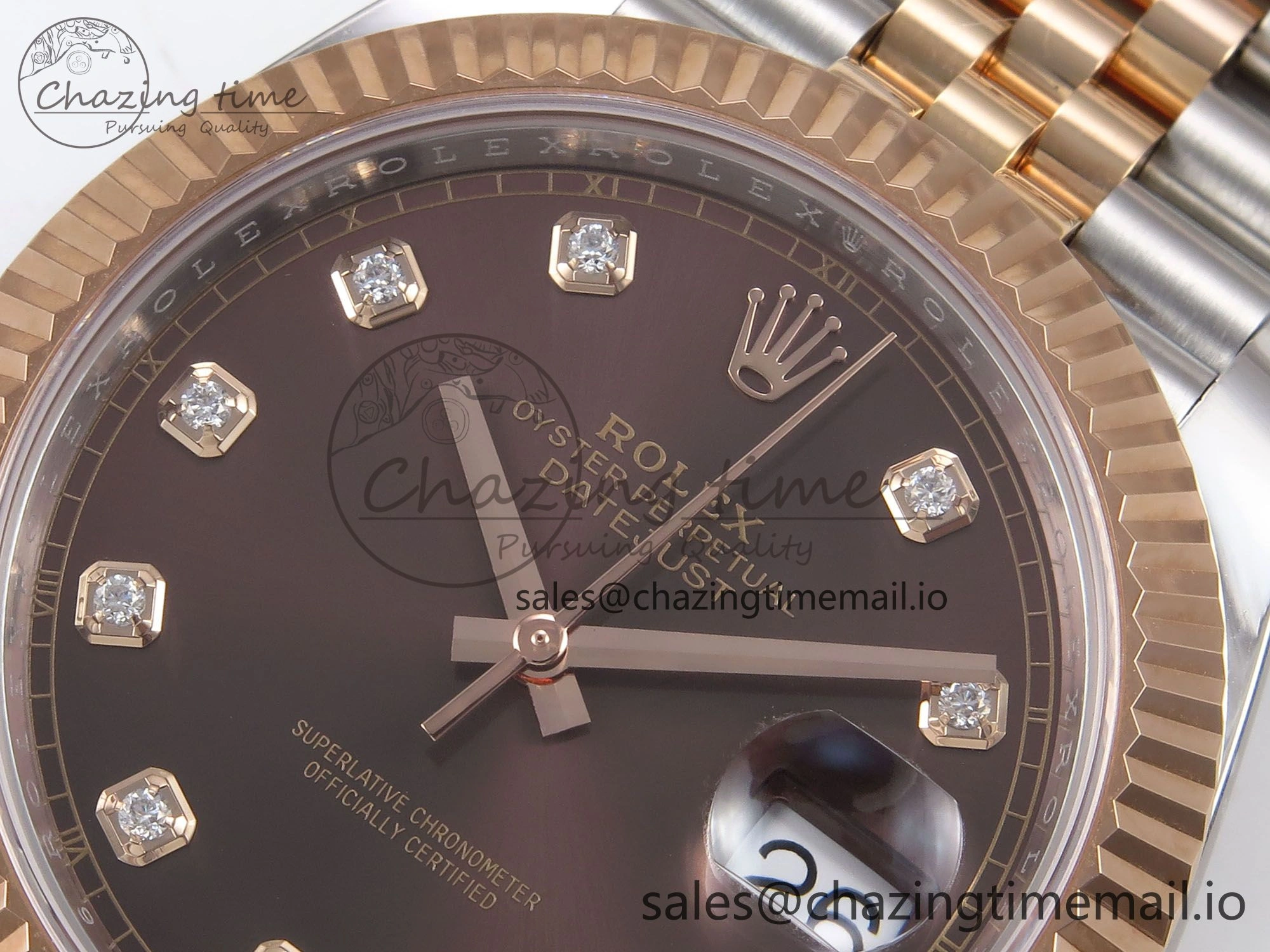 DateJust 41 126331 ARF 1:1 Best Edition 904L Steel Brown Diamonds Dial on SS RG Jubilee Bracelet SH3235（Gain Weight）