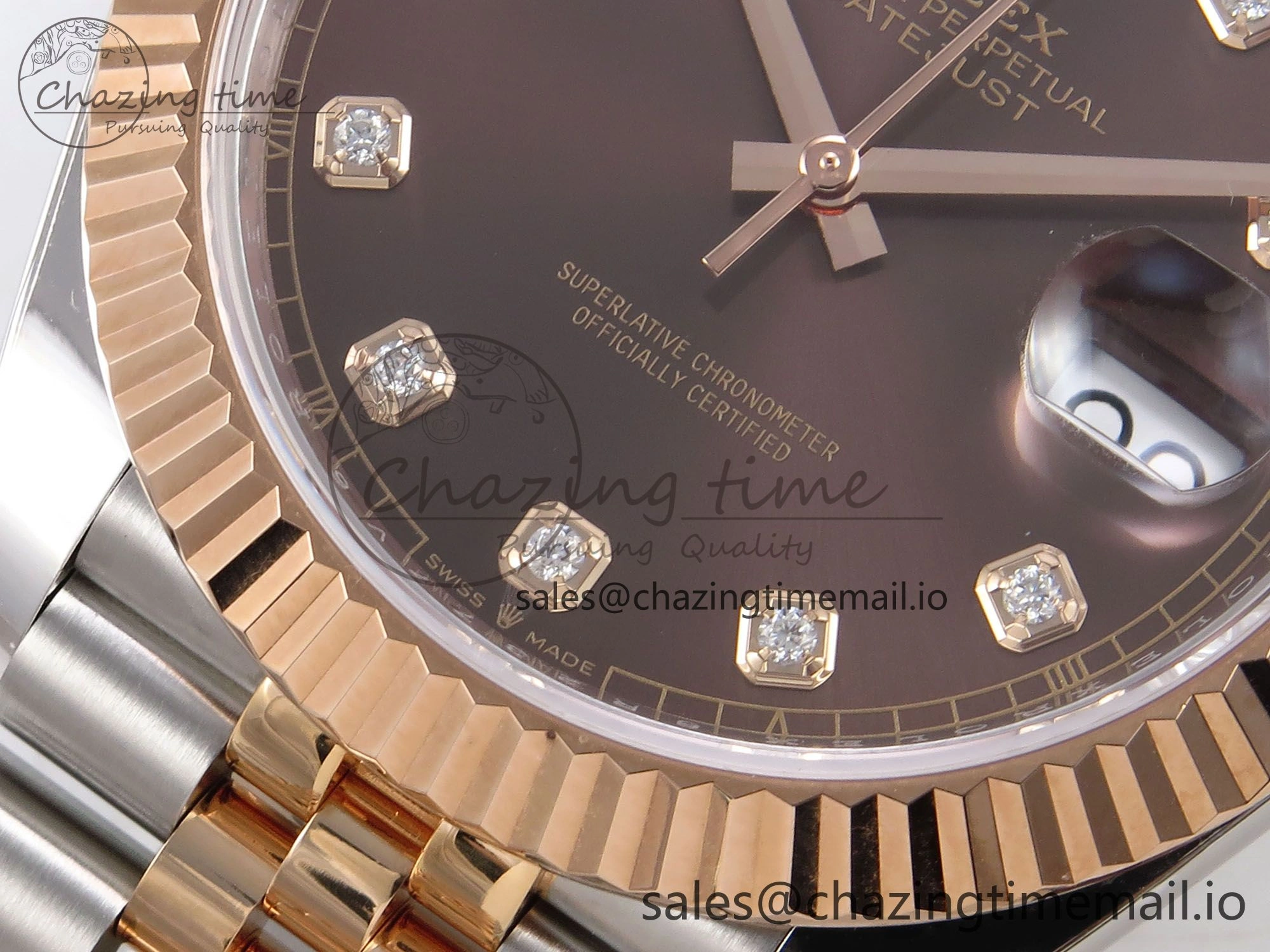 DateJust 41 126331 ARF 1:1 Best Edition 904L Steel Brown Diamonds Dial on SS RG Jubilee Bracelet SH3235（Gain Weight）