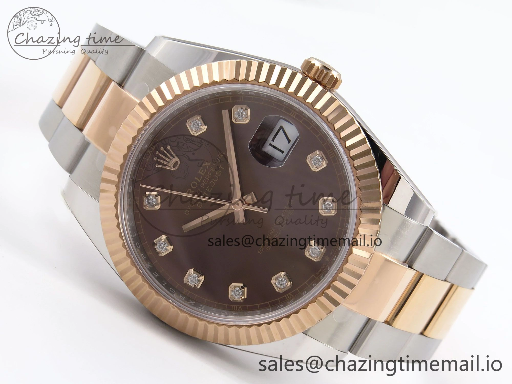 DateJust 41 126331 ARF 1:1 Best Edition 904L Steel Brown Diamonds Dial on SS RG Oyster Bracelet SH3235（Gain Weight）