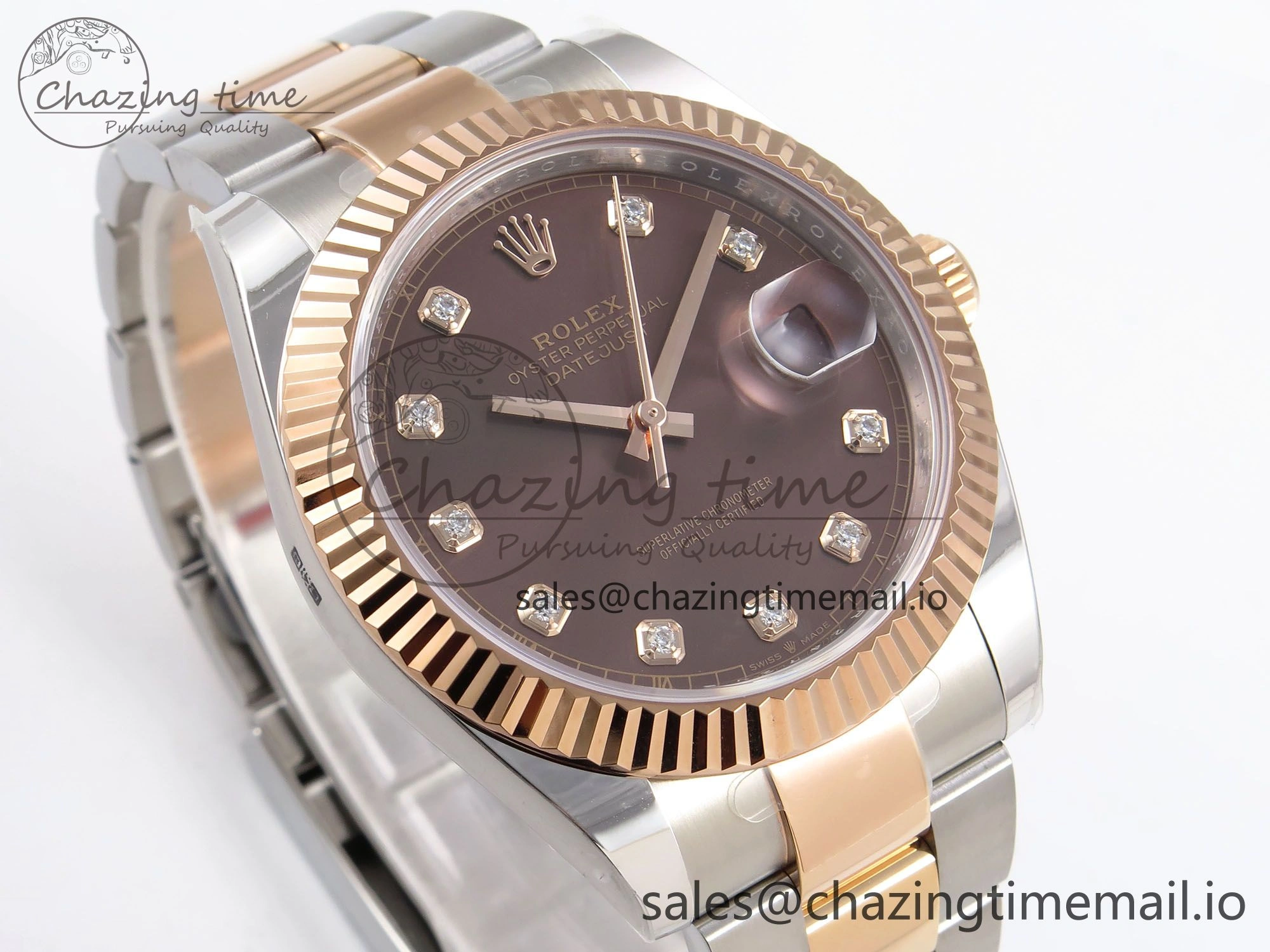 DateJust 41 126331 ARF 1:1 Best Edition 904L Steel Brown Diamonds Dial on SS RG Oyster Bracelet SH3235（Gain Weight）