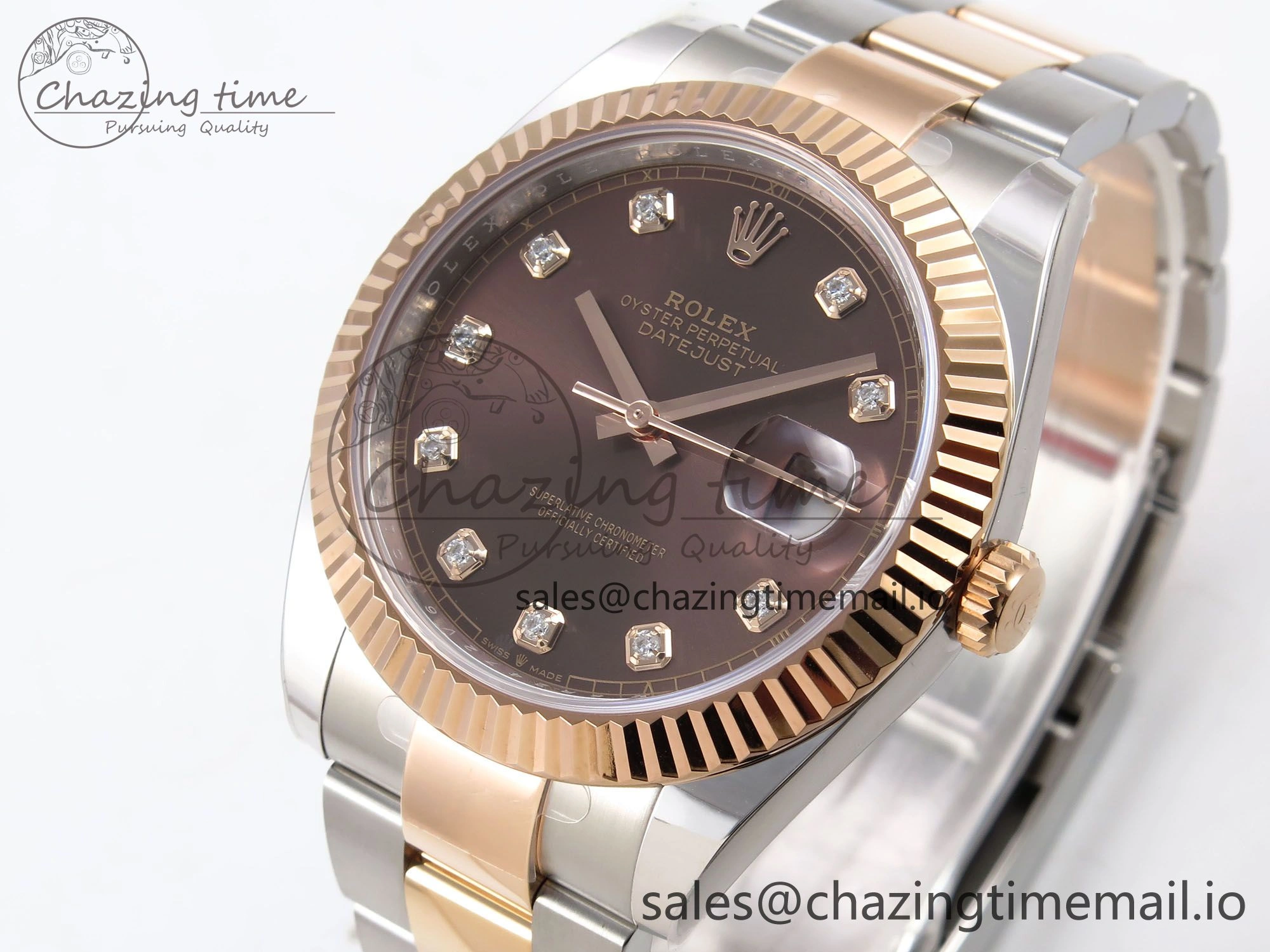 DateJust 41 126331 ARF 1:1 Best Edition 904L Steel Brown Diamonds Dial on SS RG Oyster Bracelet SH3235（Gain Weight）