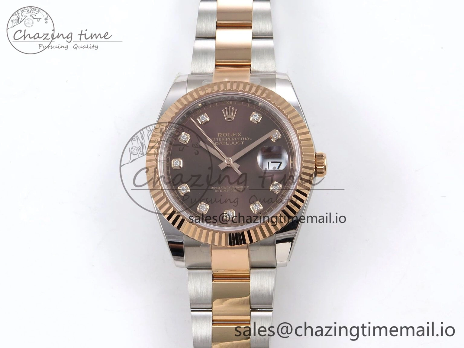 DateJust 41 126331 ARF 1:1 Best Edition 904L Steel Brown Diamonds Dial on SS RG Oyster Bracelet SH3235（Gain Weight）