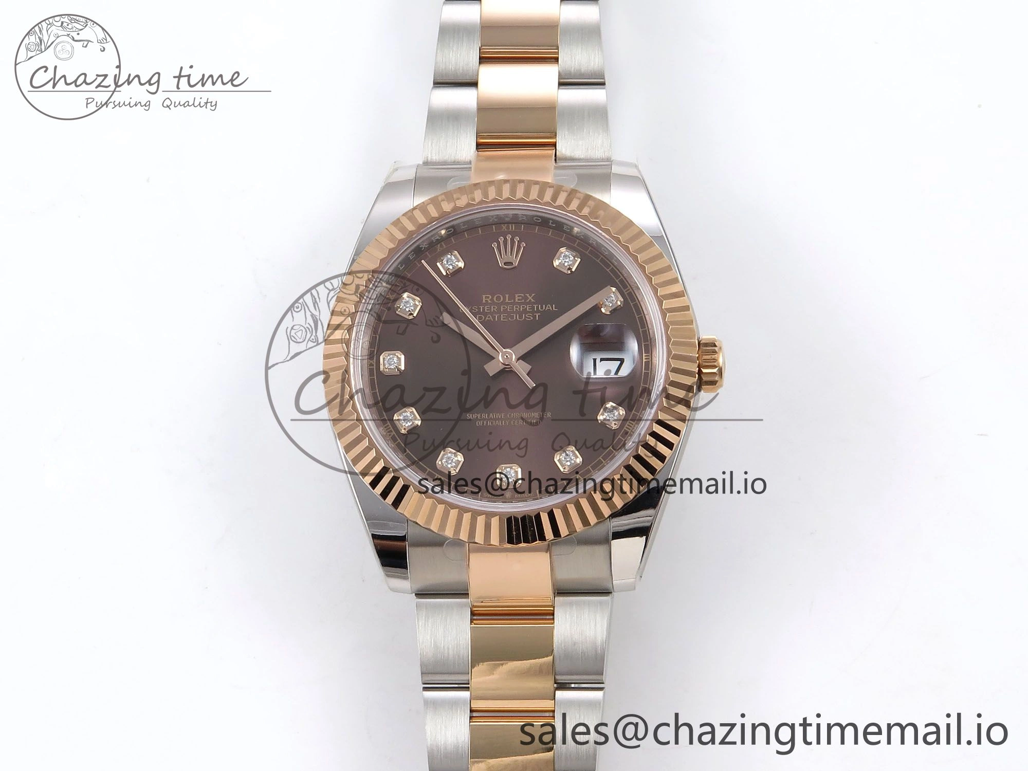 DateJust 41 126331 ARF 1:1 Best Edition 904L Steel Brown Diamonds Dial on SS RG Oyster Bracelet SH3235（Gain Weight）