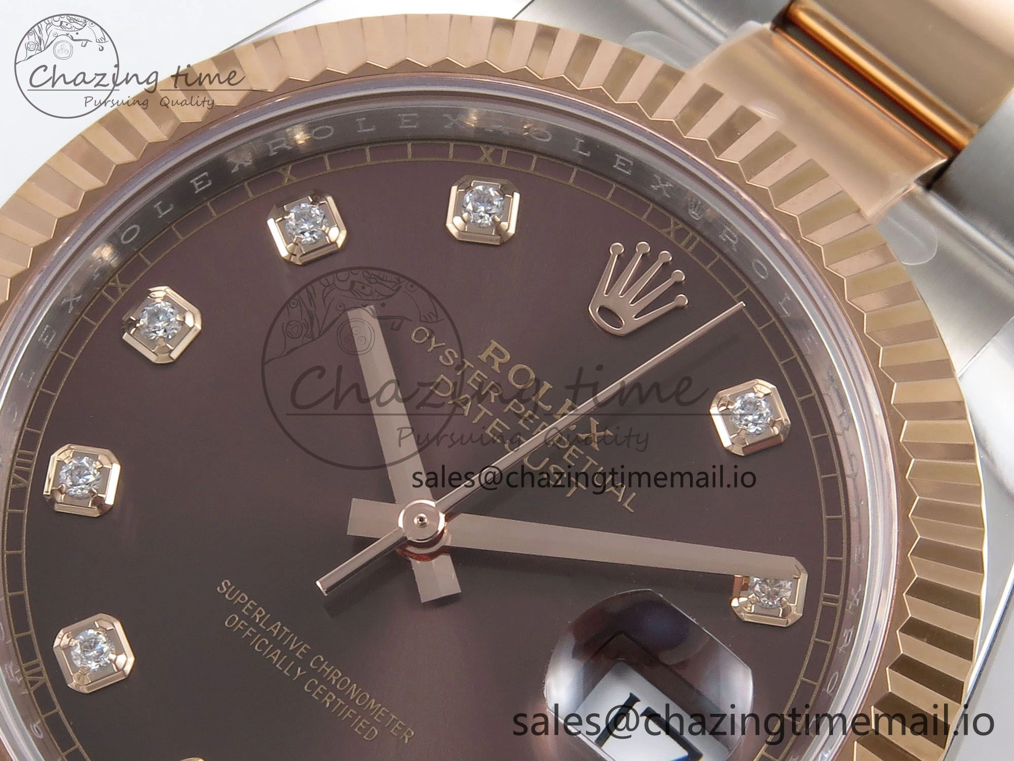 DateJust 41 126331 ARF 1:1 Best Edition 904L Steel Brown Diamonds Dial on SS RG Oyster Bracelet SH3235（Gain Weight）