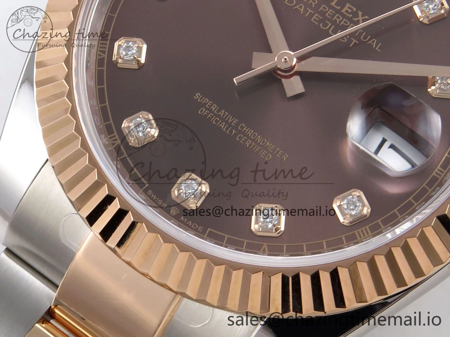DateJust 41 126331 ARF 1:1 Best Edition 904L Steel Brown Diamonds Dial on SS RG Oyster Bracelet SH3235（Gain Weight）
