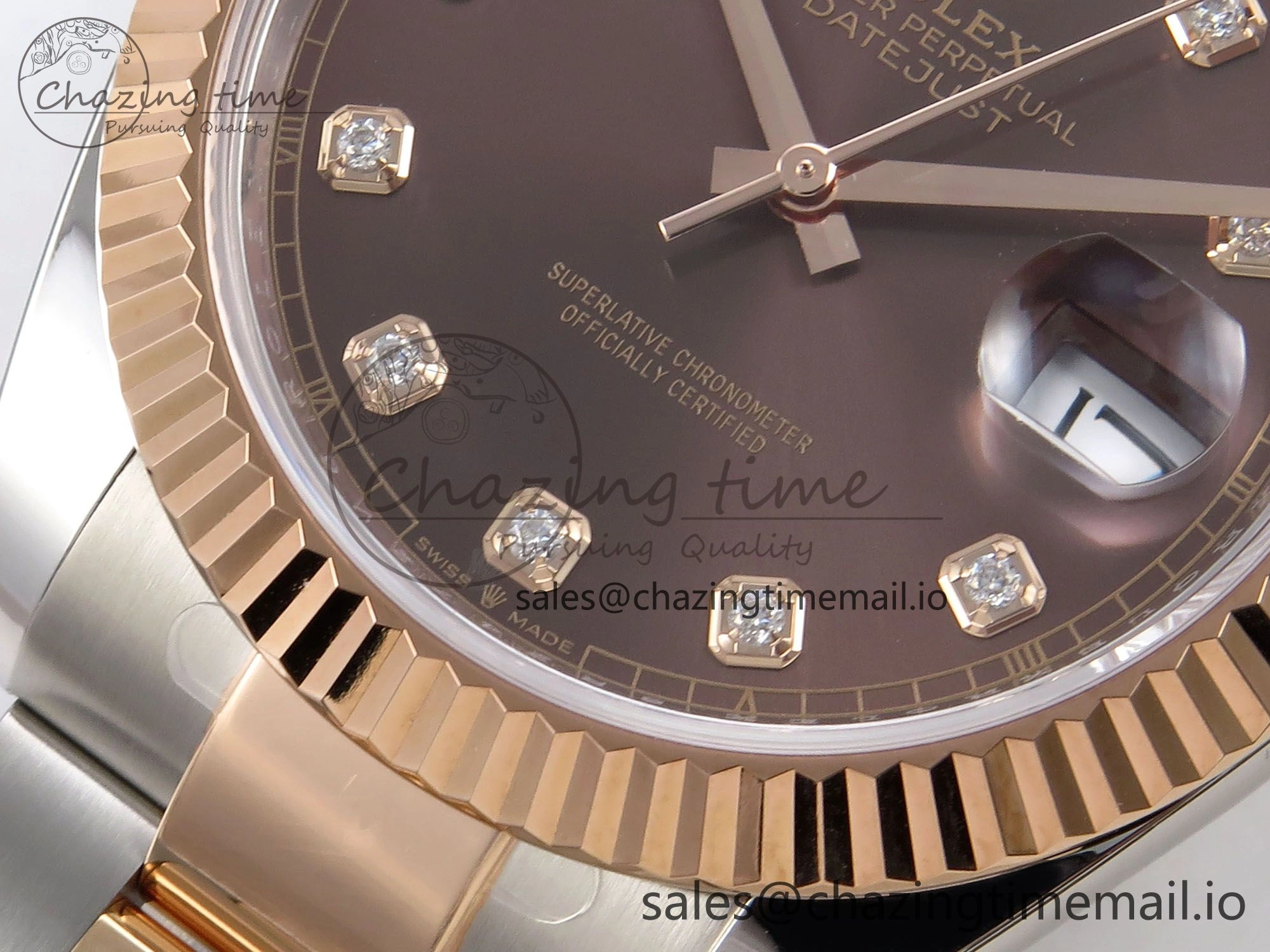 DateJust 41 126331 ARF 1:1 Best Edition 904L Steel Brown Diamonds Dial on SS RG Oyster Bracelet SH3235（Gain Weight）