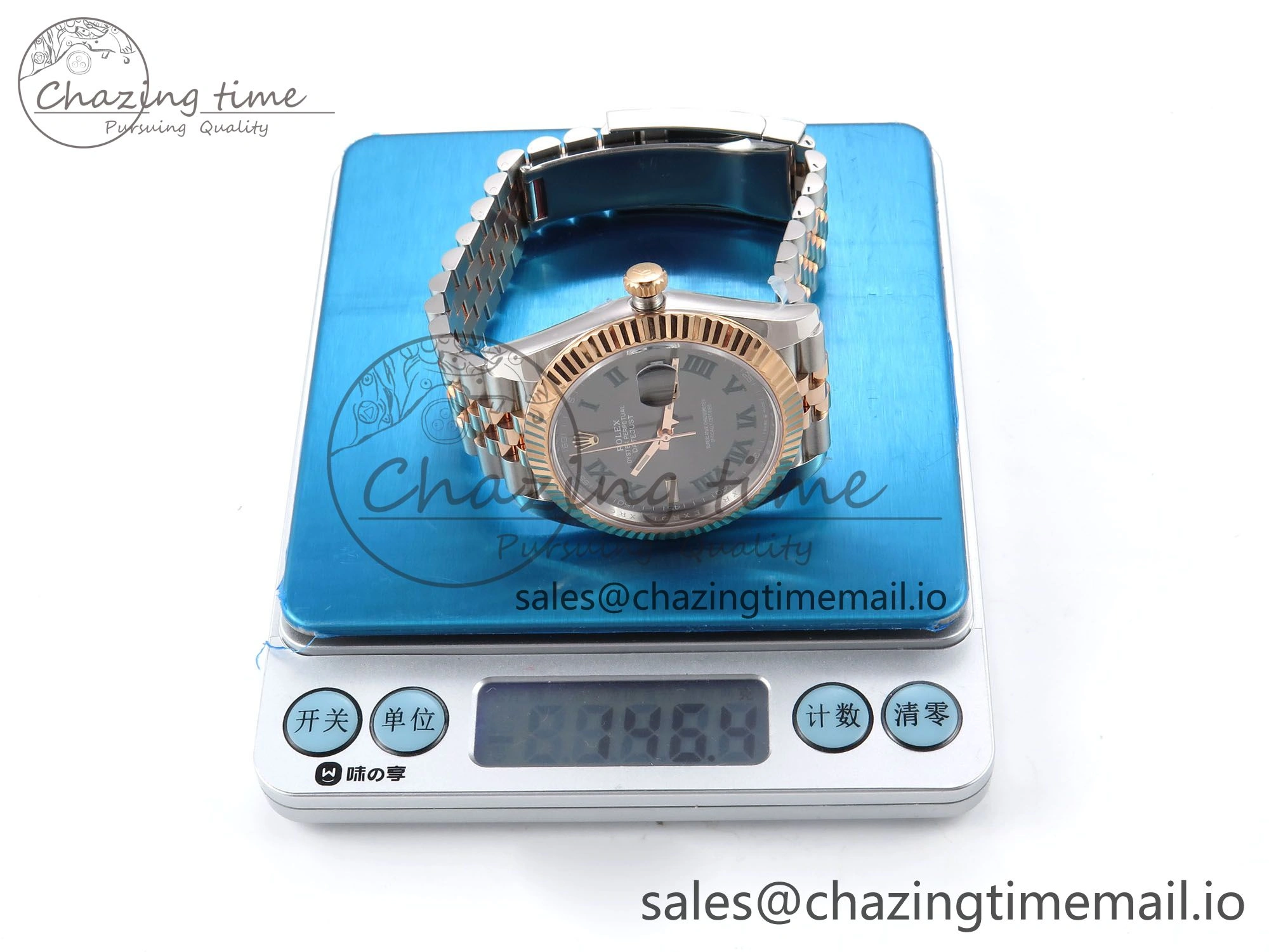 DateJust 41 126331 ARF 1:1 Best Edition 904L Steel Gray Dial Green Roman Marker on SS RG Jubilee Bracelet SH3235（Gain Weight）