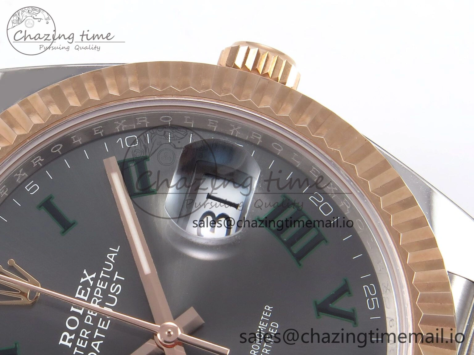 DateJust 41 126331 ARF 1:1 Best Edition 904L Steel Gray Dial Green Roman Marker on SS RG Jubilee Bracelet SH3235（Gain Weight）