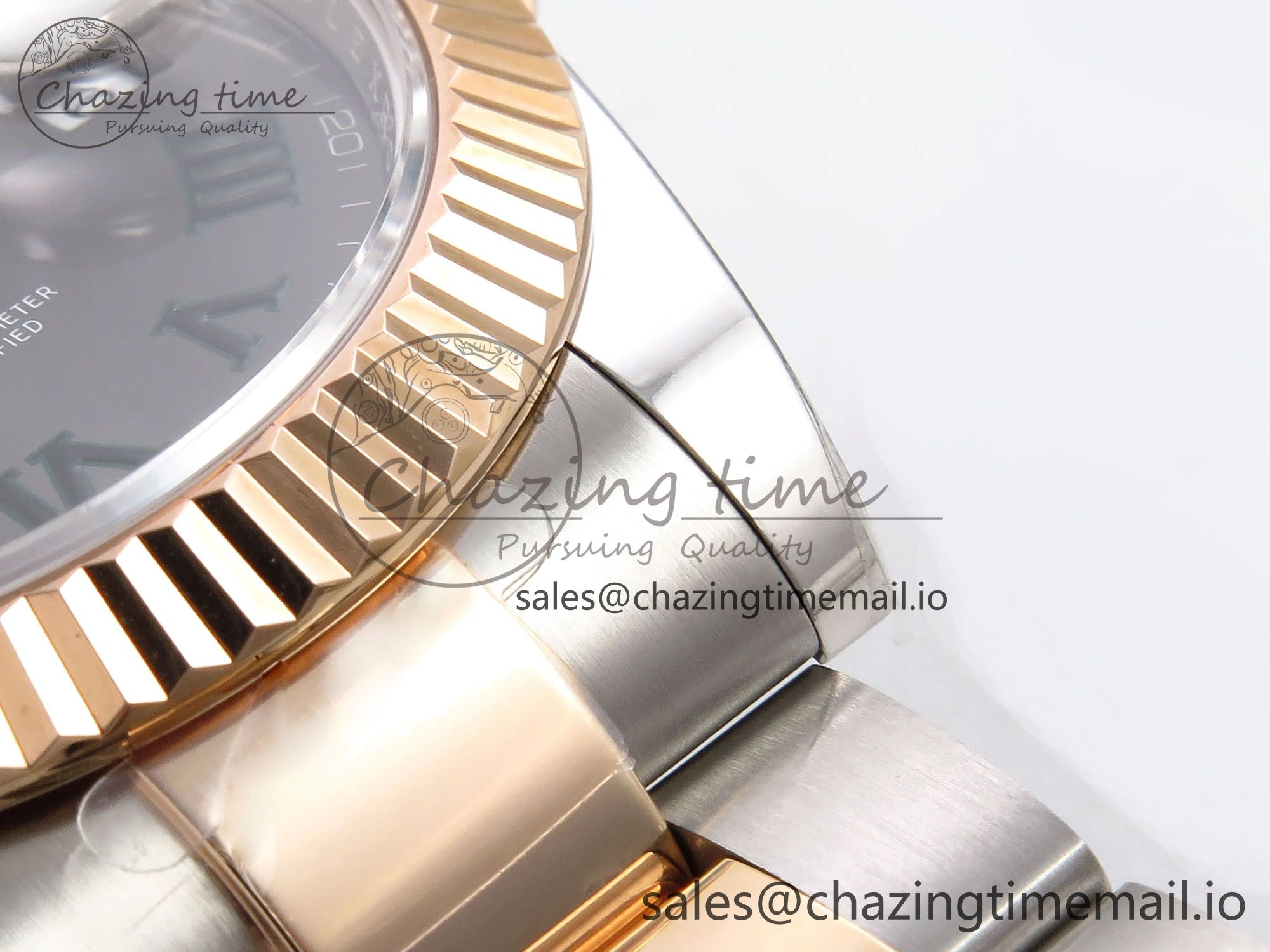 DateJust 41 126331 ARF 1:1 Best Edition 904L Steel Gray Dial Green Roman Marker on SS RG Oyster Bracelet SH3235（Gain Weight）