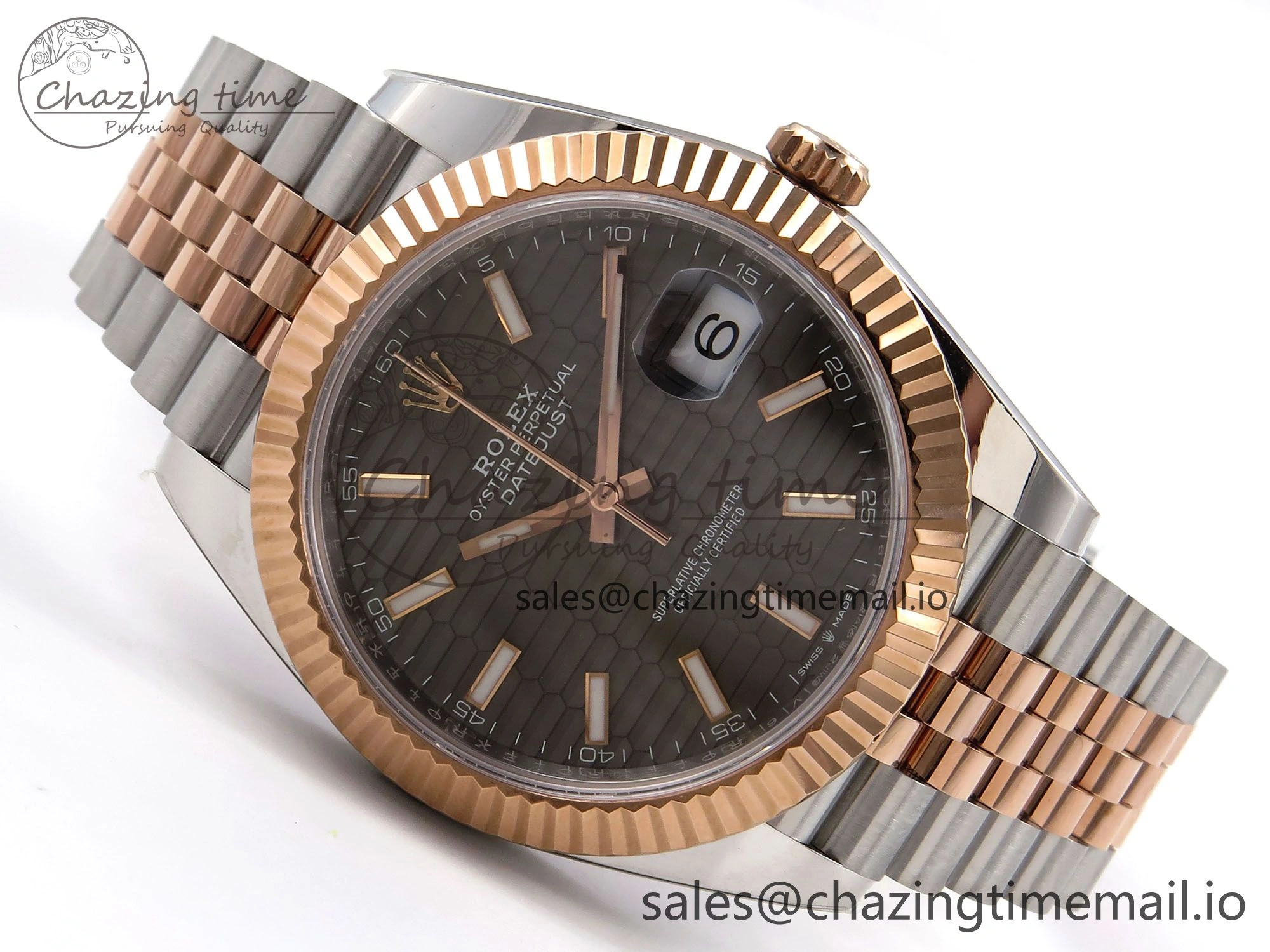 DateJust 41 126331 ARF 1:1 Best Edition 904L Steel Gray Textured Dial on SS RG Jubilee Bracelet SH3235（Gain Weight）