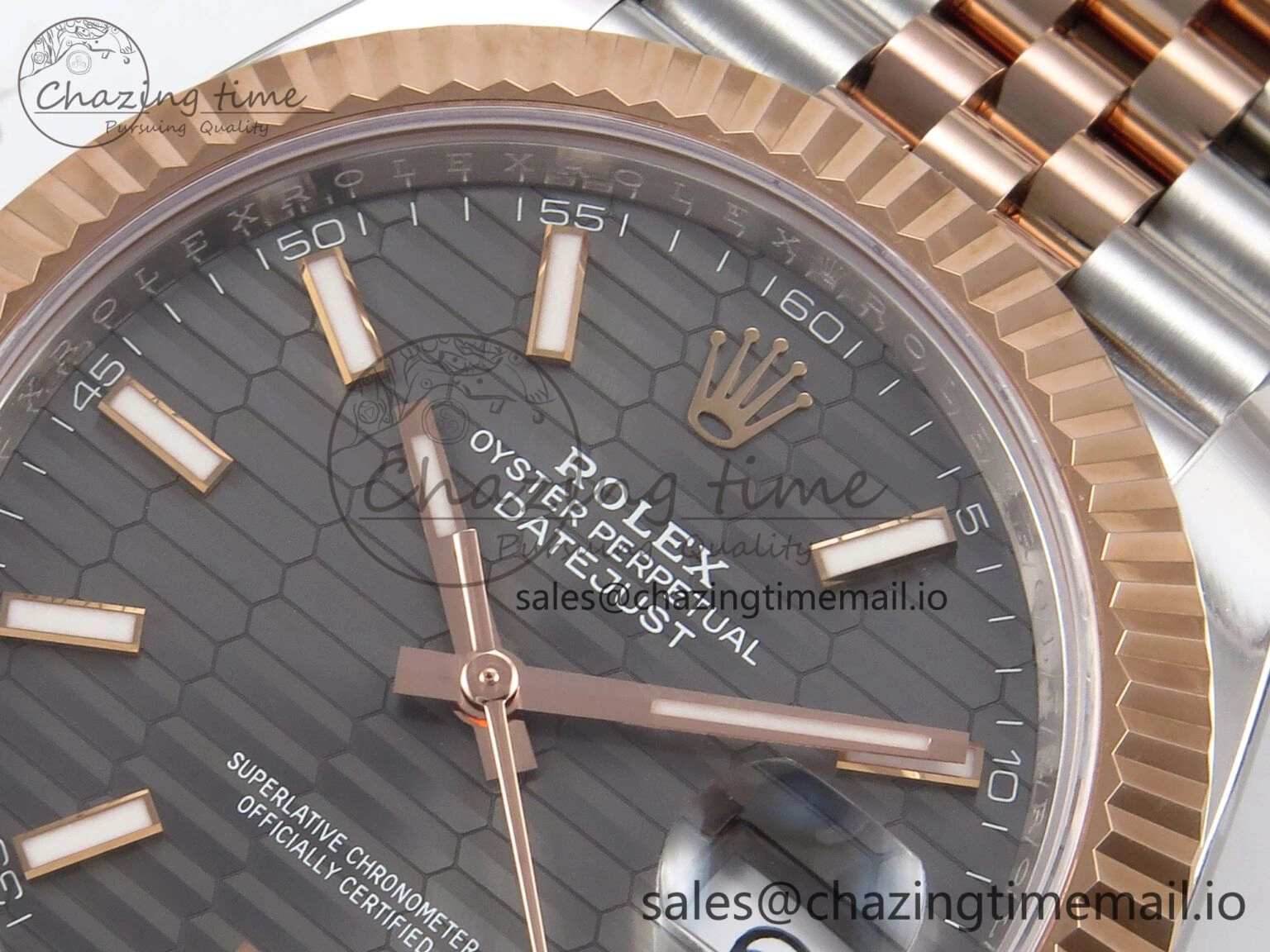 DateJust 41 126331 ARF 1:1 Best Edition 904L Steel Gray Textured Dial on SS RG Jubilee Bracelet SH3235（Gain Weight）