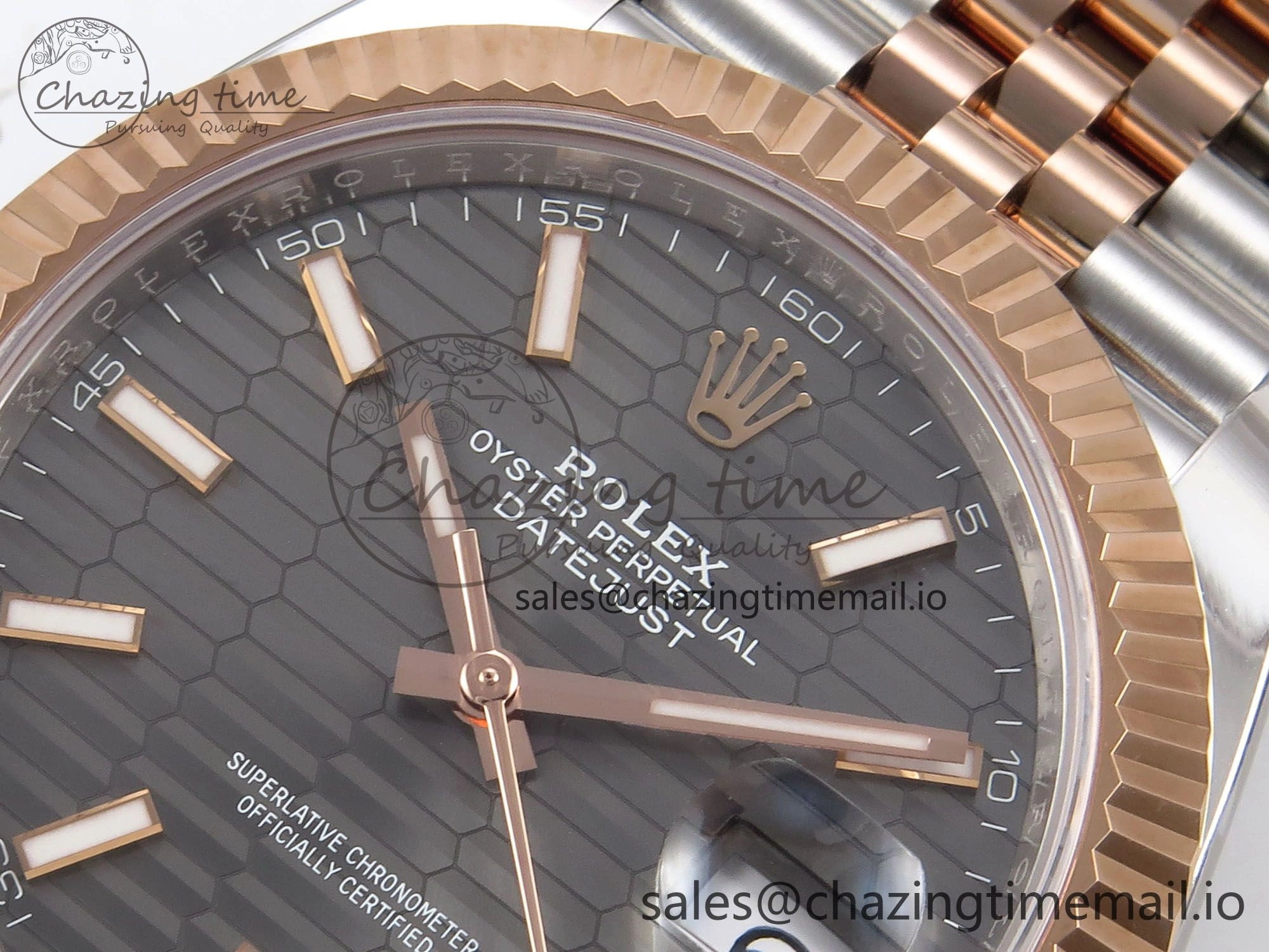 DateJust 41 126331 ARF 1:1 Best Edition 904L Steel Gray Textured Dial on SS RG Jubilee Bracelet SH3235（Gain Weight）