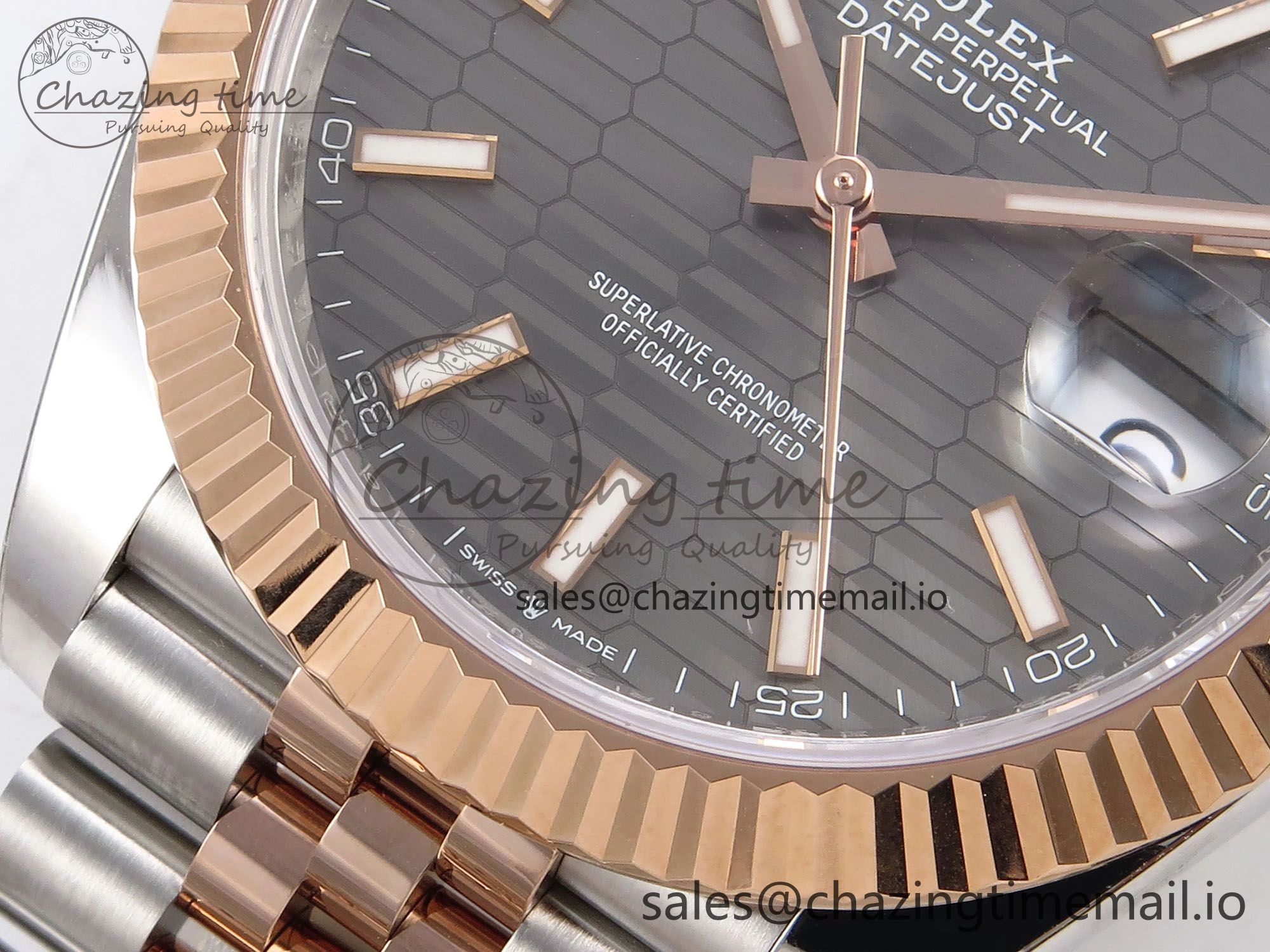 DateJust 41 126331 ARF 1:1 Best Edition 904L Steel Gray Textured Dial on SS RG Jubilee Bracelet SH3235（Gain Weight）