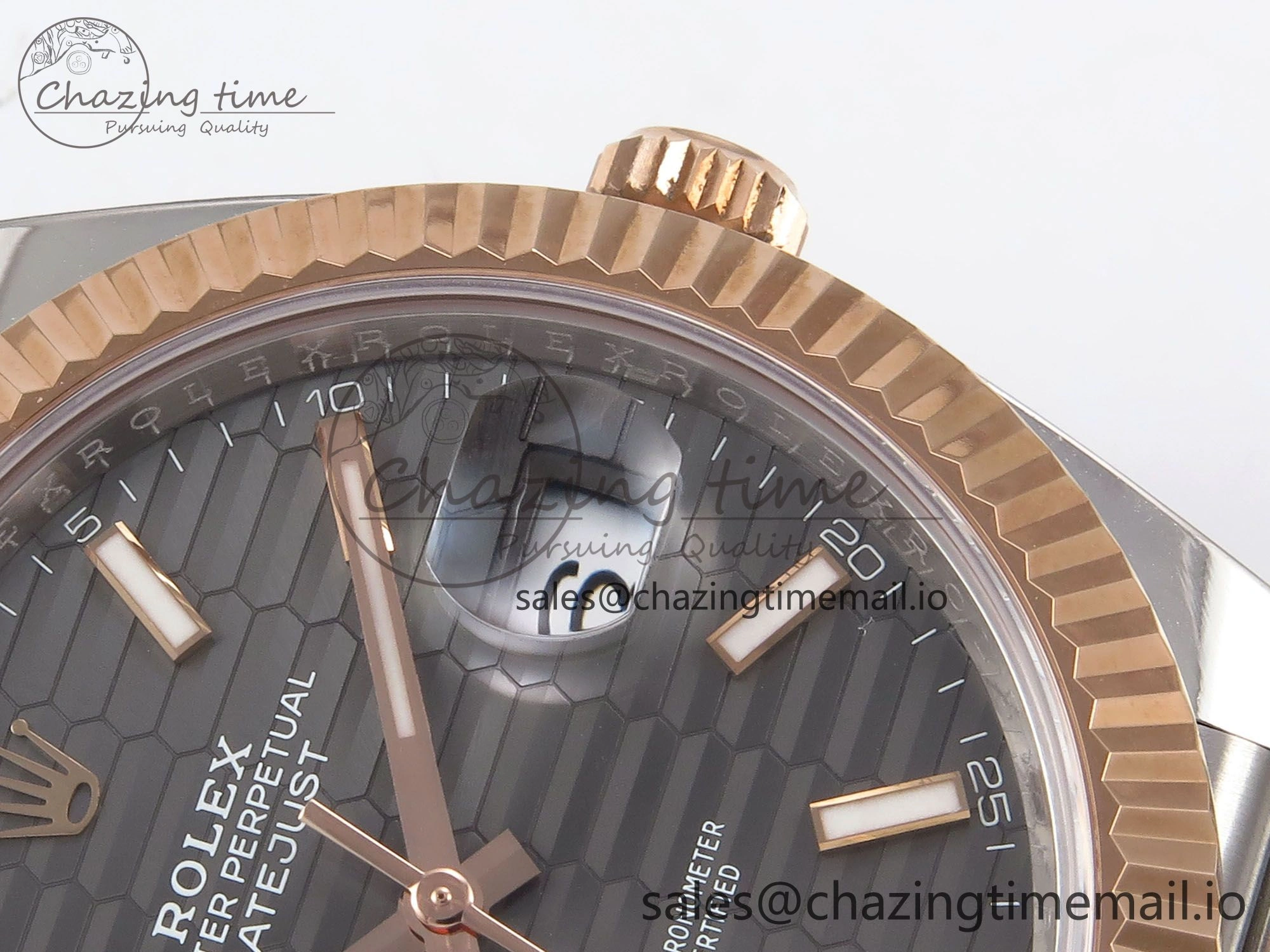 DateJust 41 126331 ARF 1:1 Best Edition 904L Steel Gray Textured Dial on SS RG Jubilee Bracelet SH3235（Gain Weight）