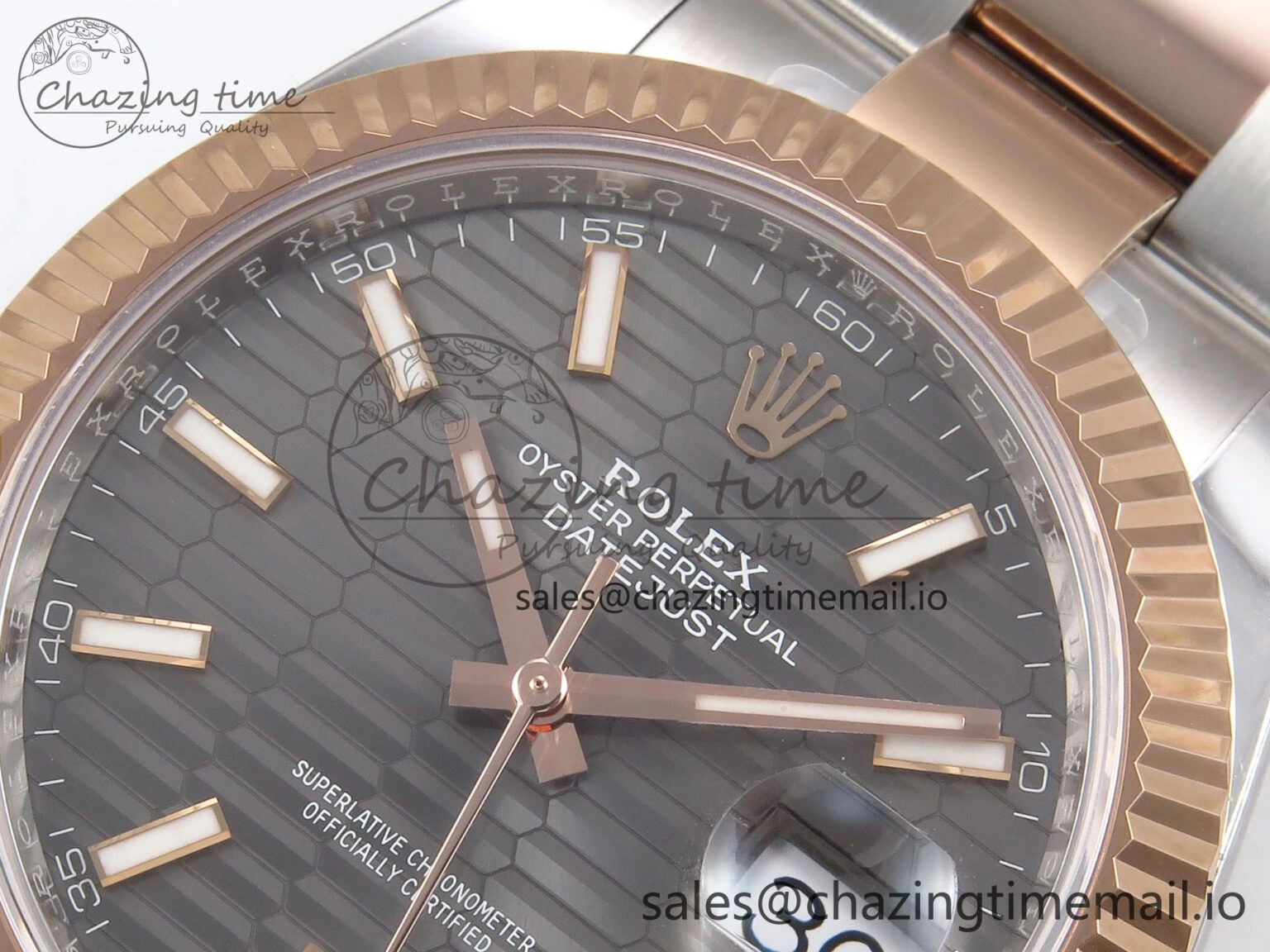 DateJust 41 126331 ARF 1:1 Best Edition 904L Steel Gray Textured Dial on SS RG Oyster Bracelet SH3235（Gain Weight）