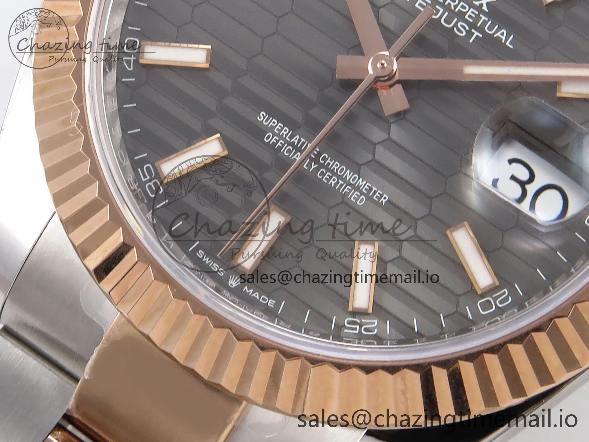 DateJust 41 126331 ARF 1:1 Best Edition 904L Steel Gray Textured Dial on SS RG Oyster Bracelet SH3235（Gain Weight）