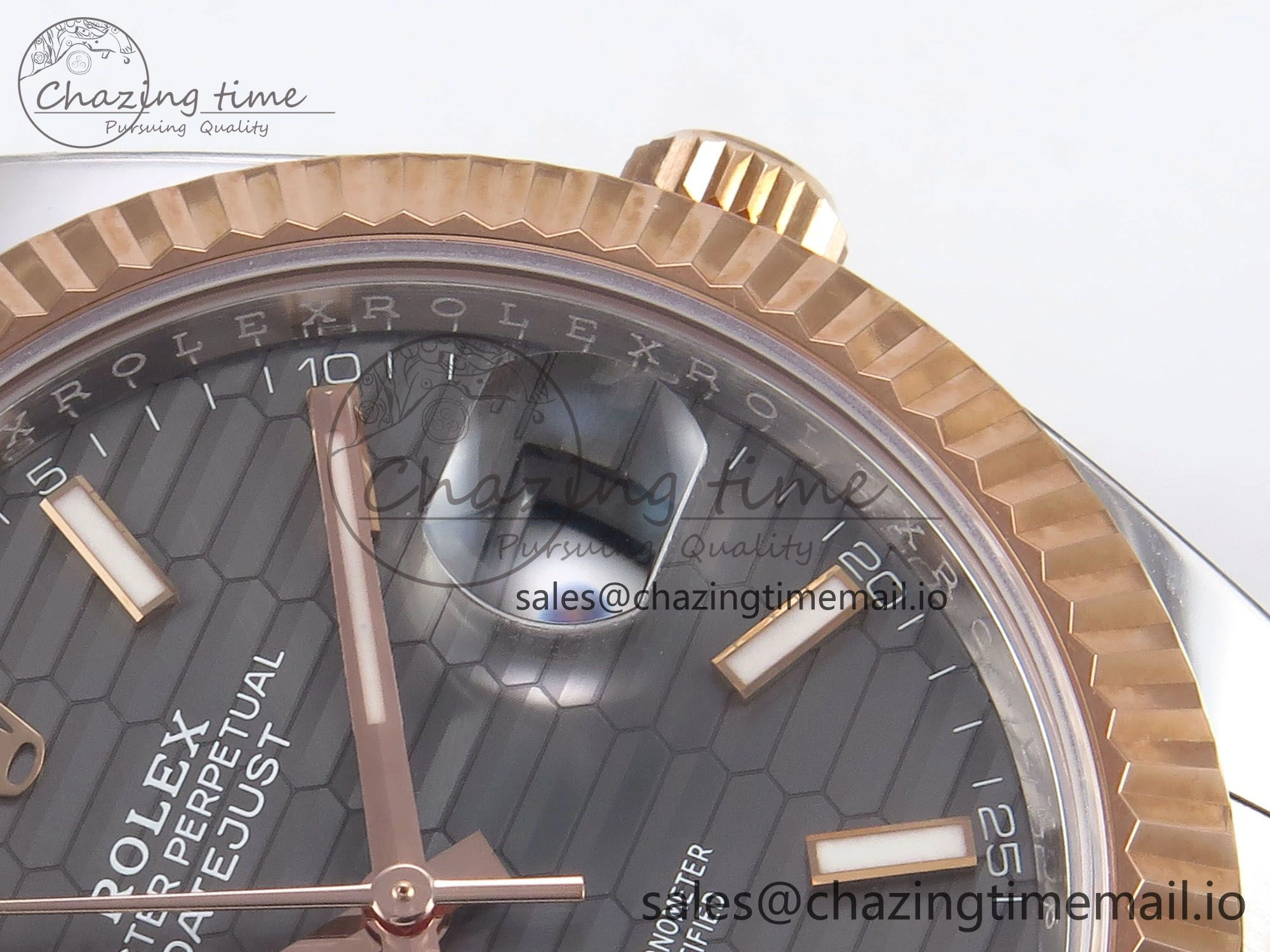 DateJust 41 126331 ARF 1:1 Best Edition 904L Steel Gray Textured Dial on SS RG Oyster Bracelet SH3235（Gain Weight）