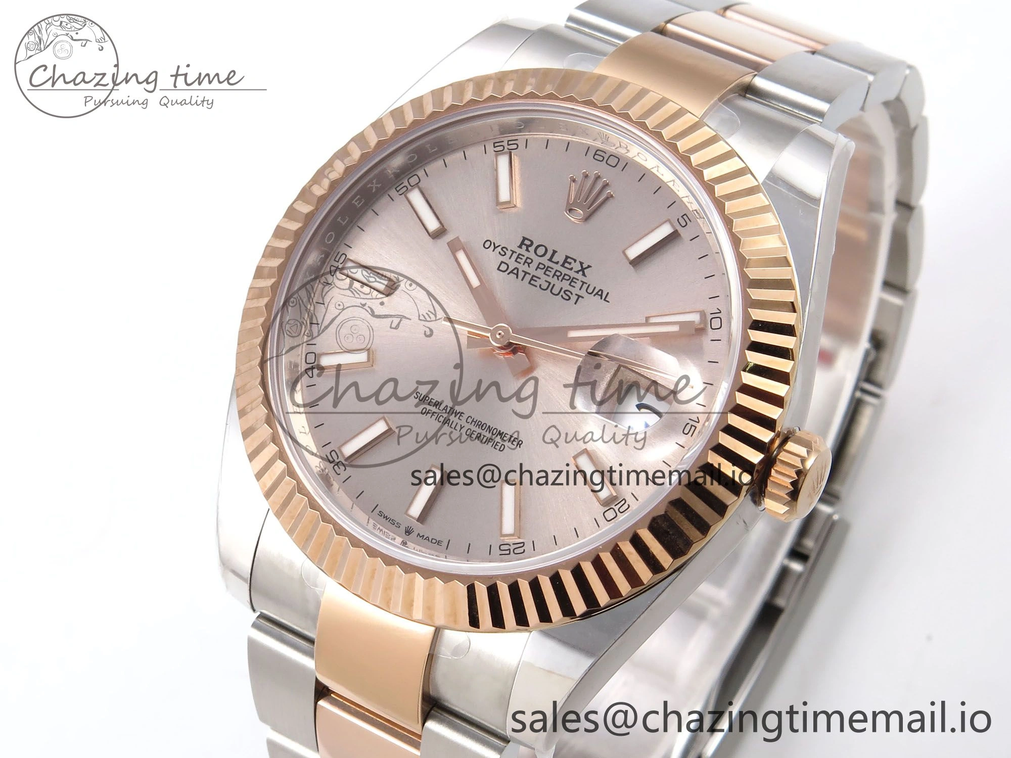 DateJust 41 126331 ARF 1:1 Best Edition 904L Steel RG Dial on SS RG Oyster Bracelet SH3235（Gain Weight）