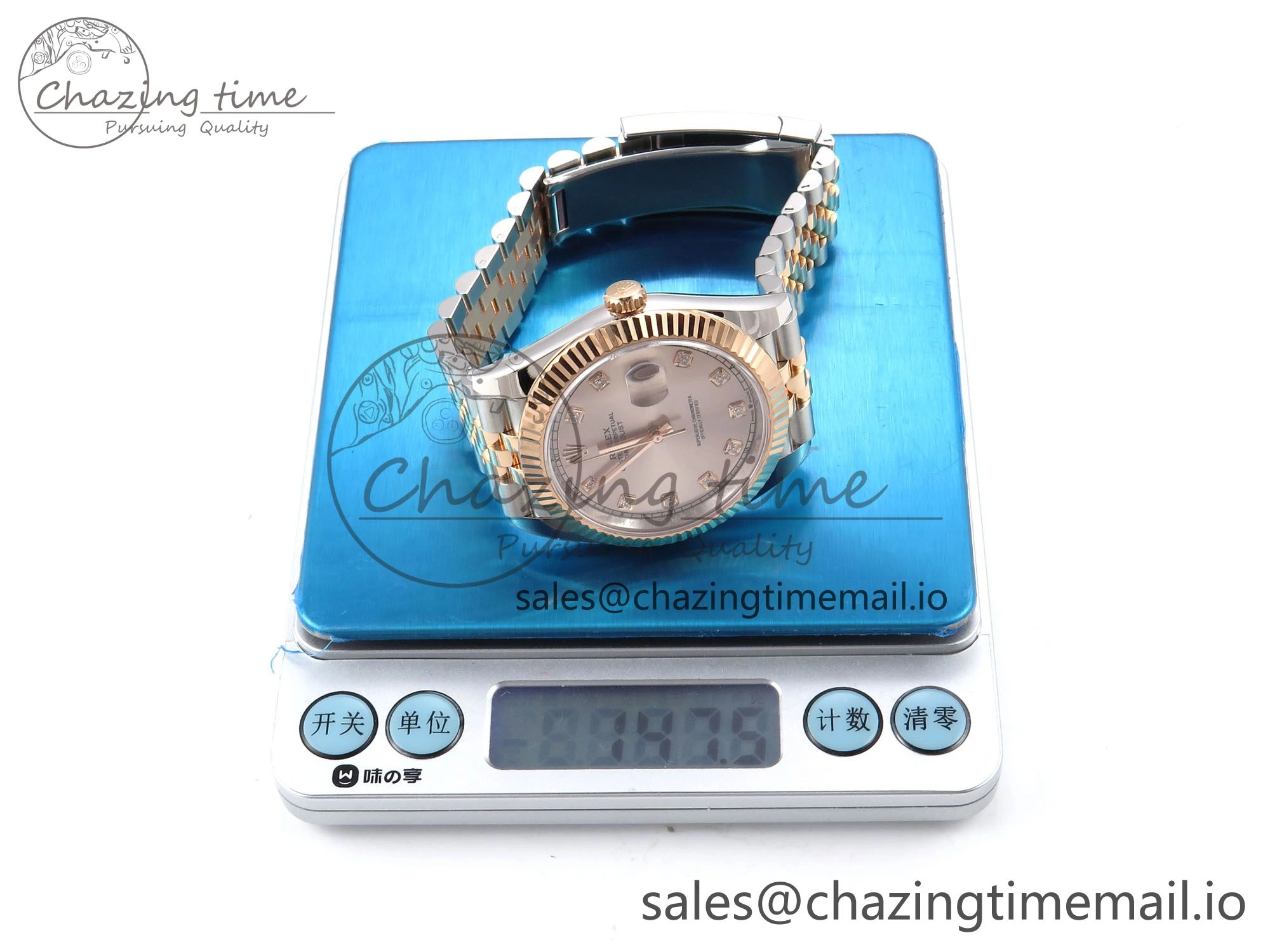 DateJust 41 126331 ARF 1:1 Best Edition 904L Steel RG Diamonds Dial on SS RG Jubilee Bracelet SH3235（Gain Weight）