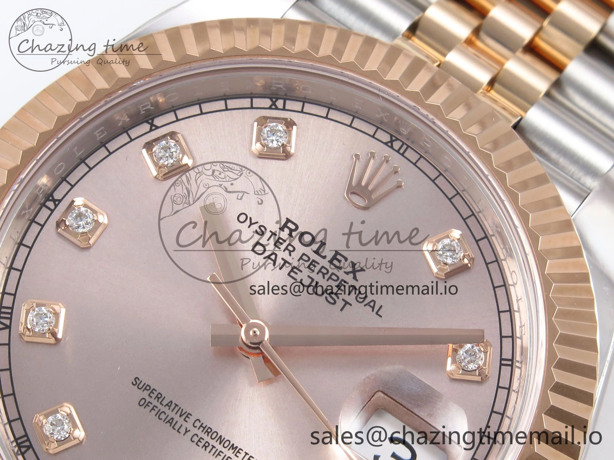 DateJust 41 126331 ARF 1:1 Best Edition 904L Steel RG Diamonds Dial on SS RG Jubilee Bracelet SH3235（Gain Weight）