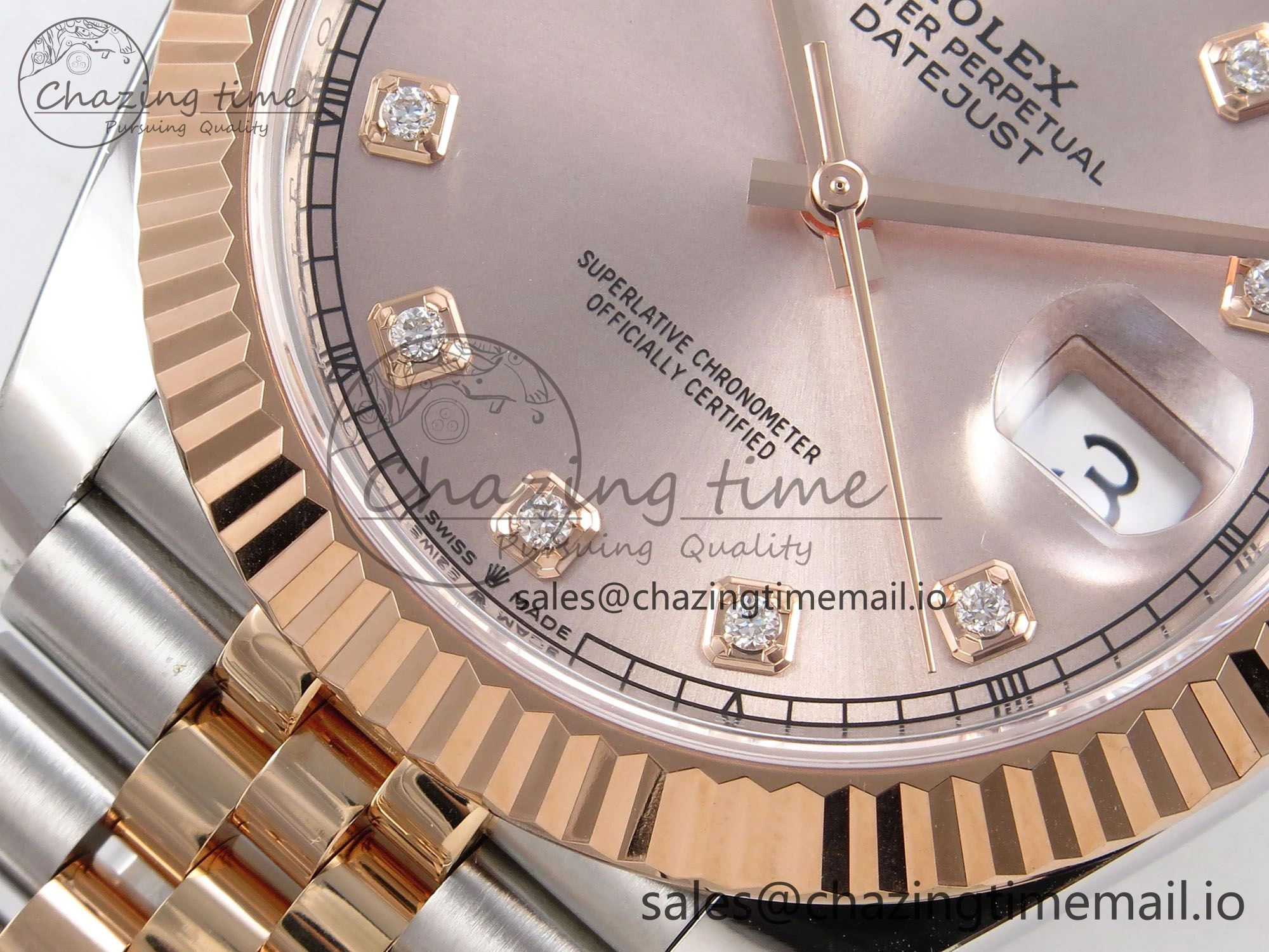DateJust 41 126331 ARF 1:1 Best Edition 904L Steel RG Diamonds Dial on SS RG Jubilee Bracelet SH3235（Gain Weight）