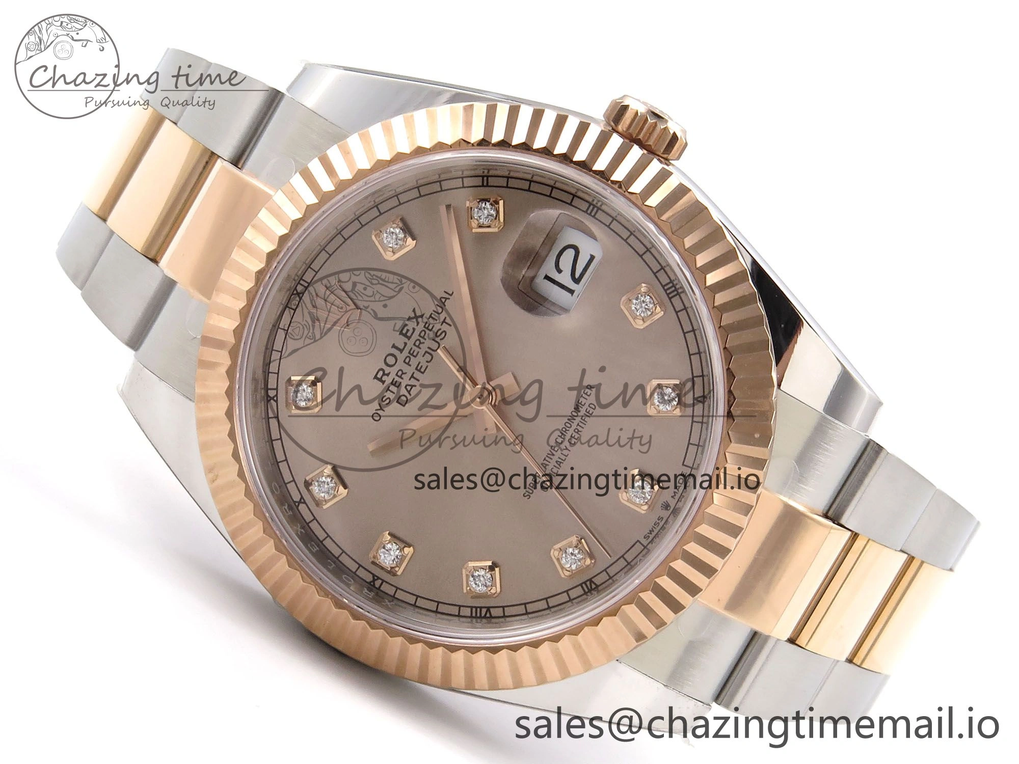 DateJust 41 126331 ARF 1:1 Best Edition 904L Steel RG Diamonds Dial on SS RG Oyster Bracelet SH3235（Gain Weight）