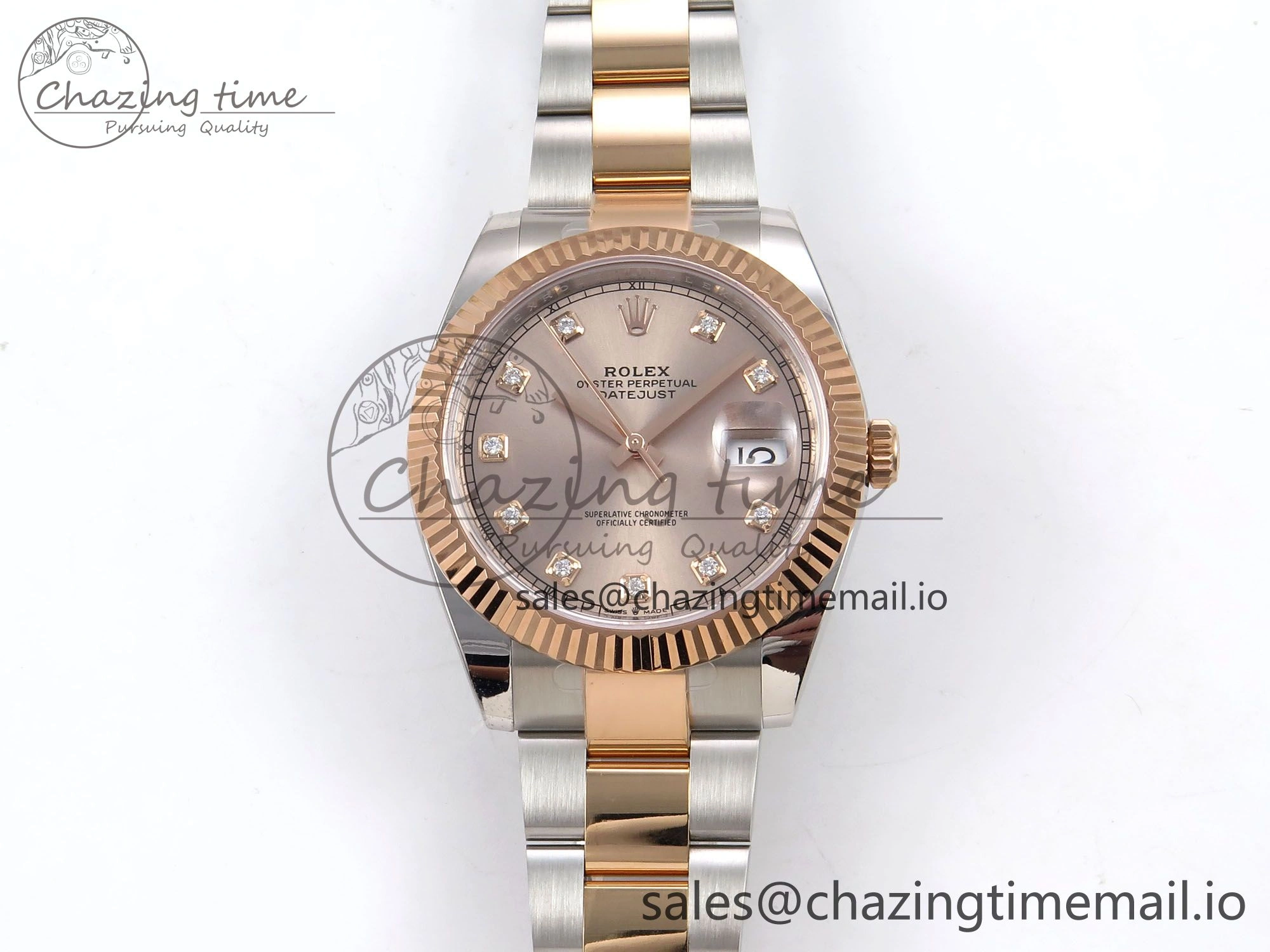 DateJust 41 126331 ARF 1:1 Best Edition 904L Steel RG Diamonds Dial on SS RG Oyster Bracelet SH3235（Gain Weight）
