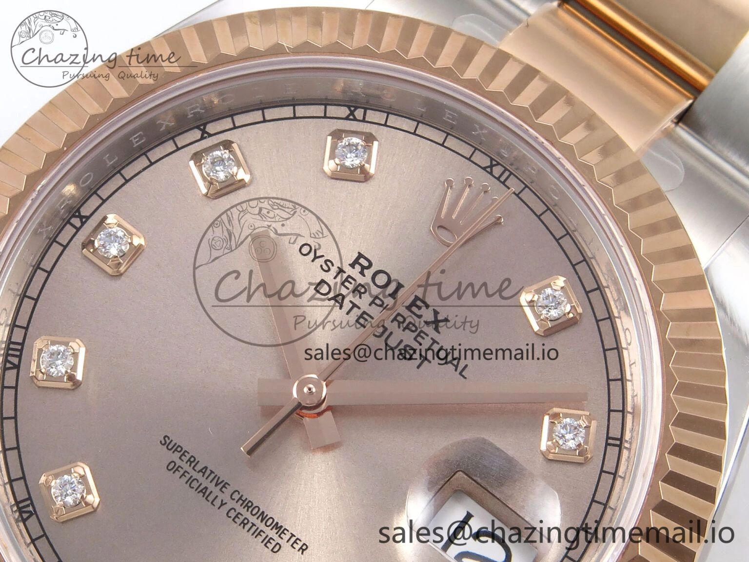 DateJust 41 126331 ARF 1:1 Best Edition 904L Steel RG Diamonds Dial on SS RG Oyster Bracelet SH3235（Gain Weight）